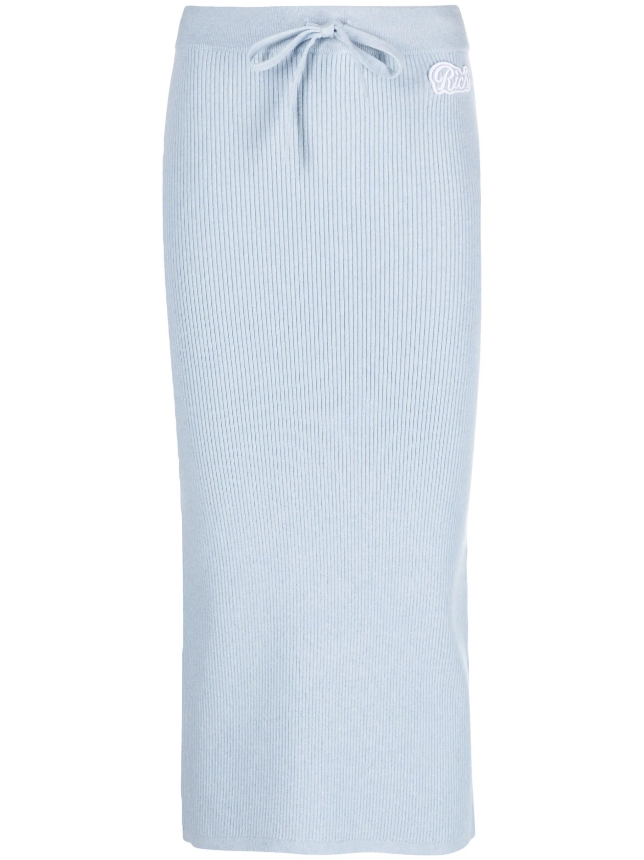 logo-patch ribbed-knit skirt