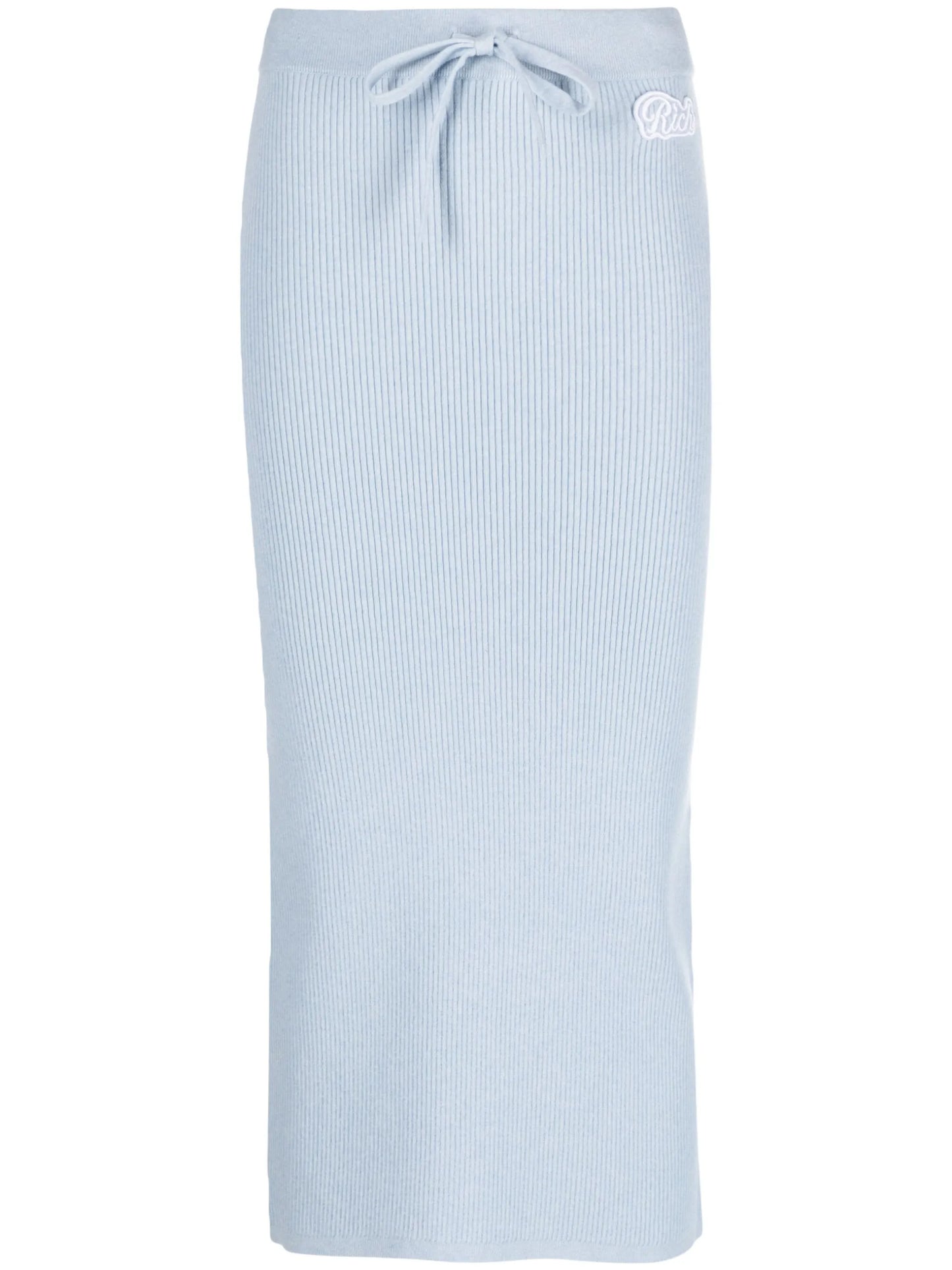 logo-patch ribbed-knit skirt