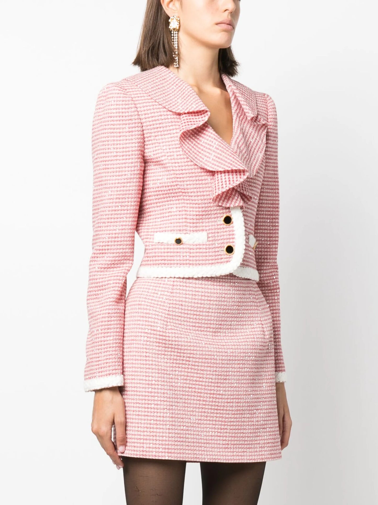 ruffled tweed jacket