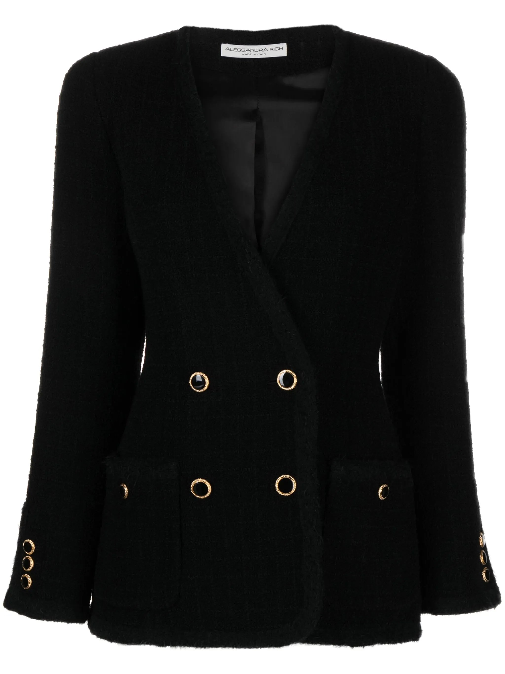 double-breasted tweed blazer