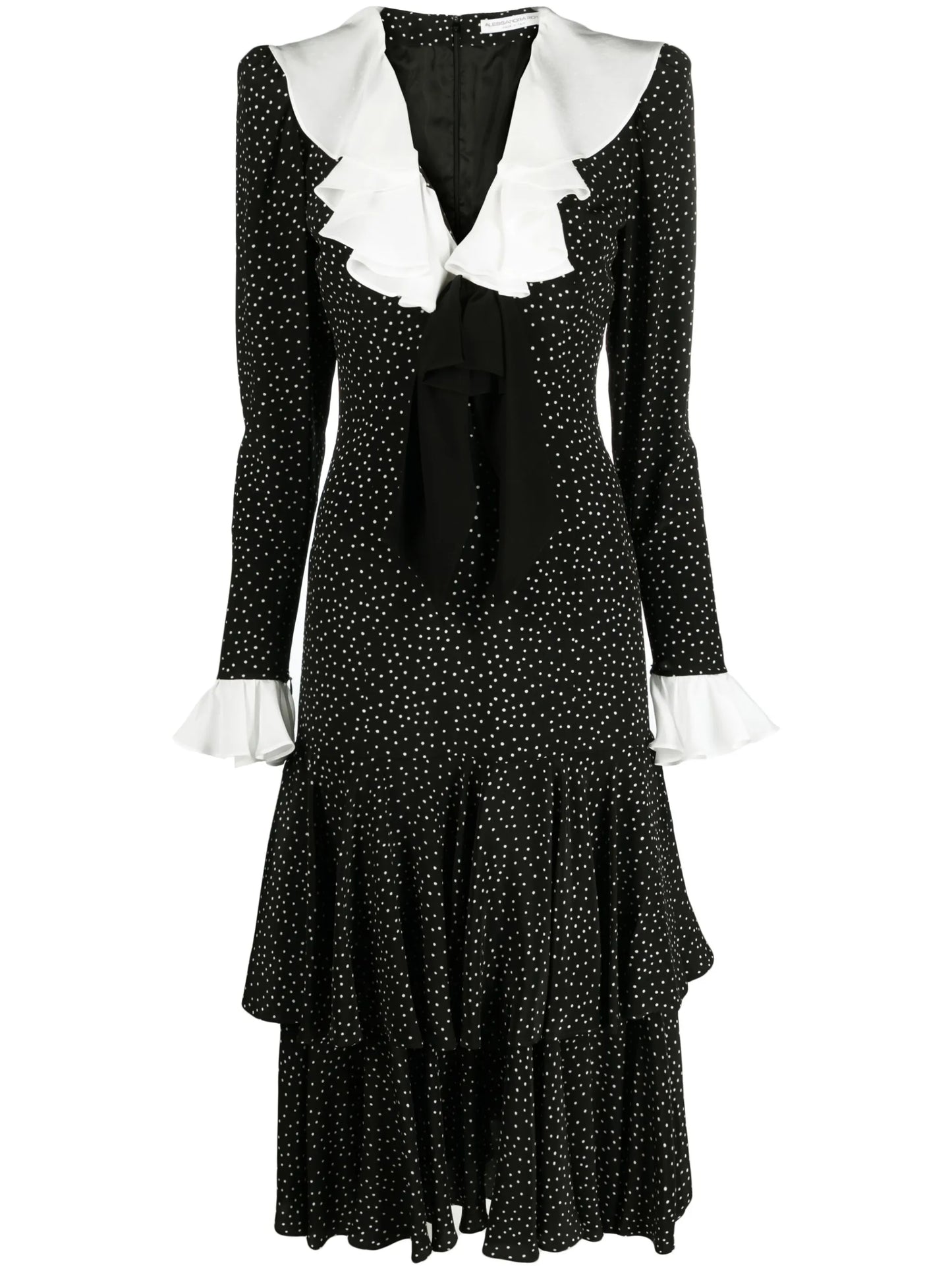 ruffled polka-dot silk midi dress