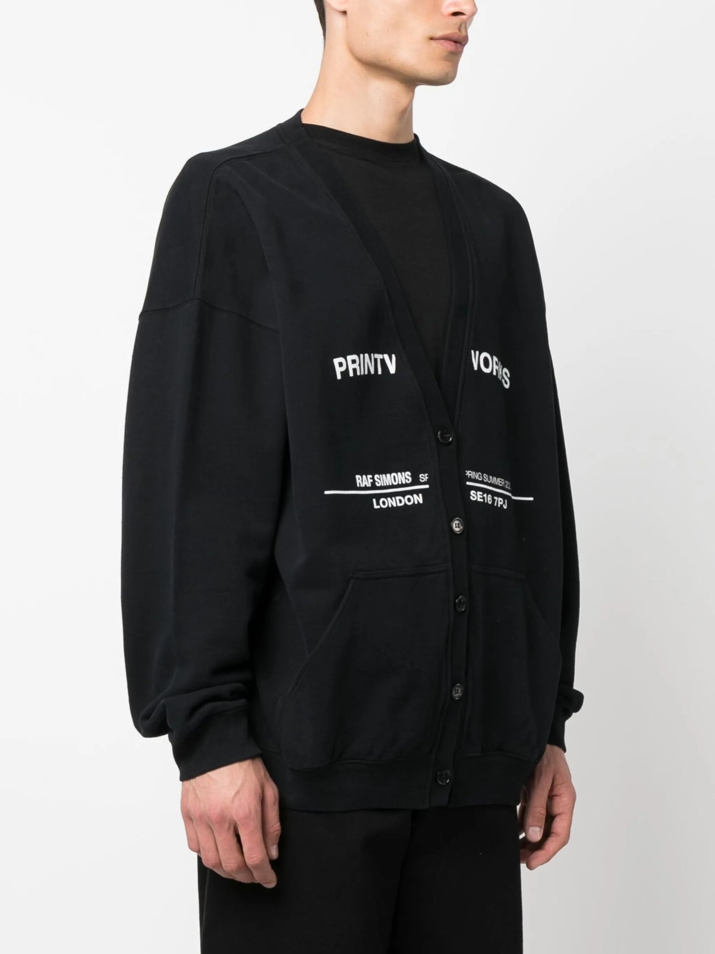 tour-print fleece cardigan