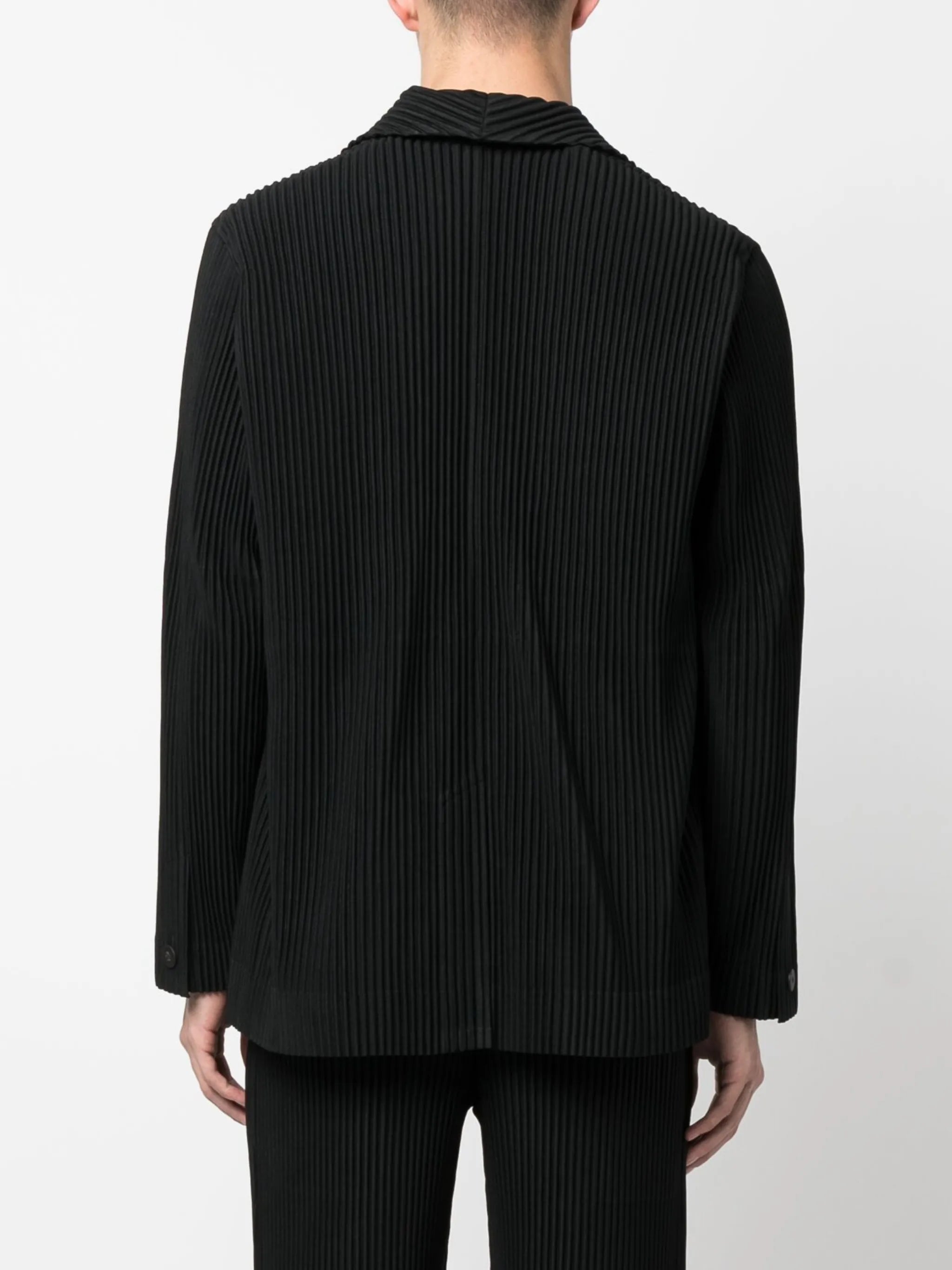 plissé single-breasted blazer