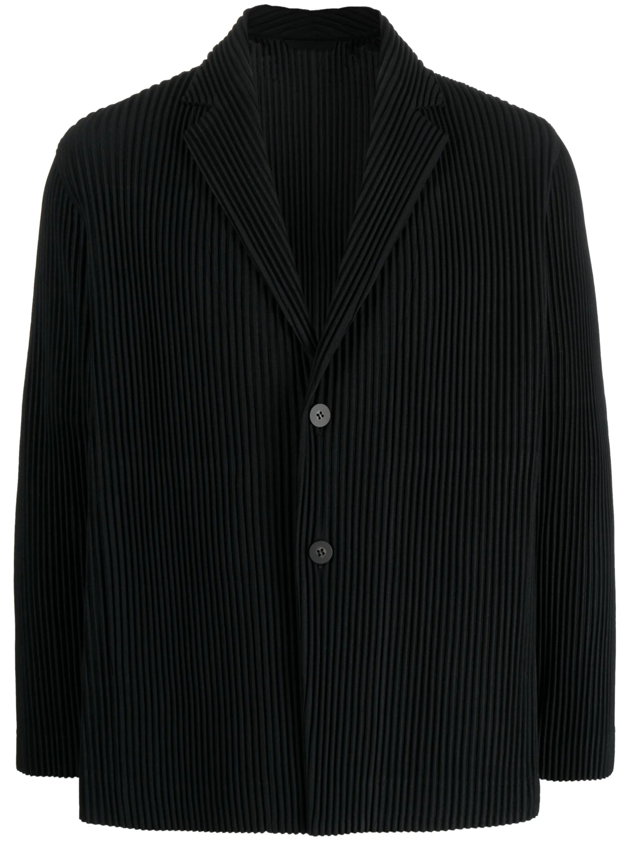 plissé single-breasted blazer