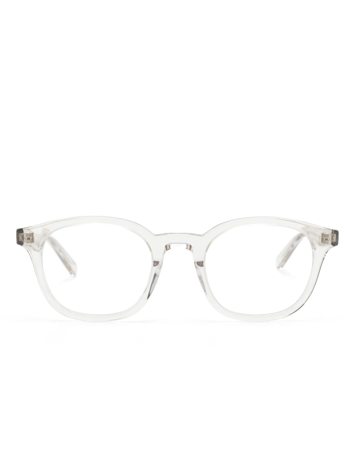 transparent round-frame glasses