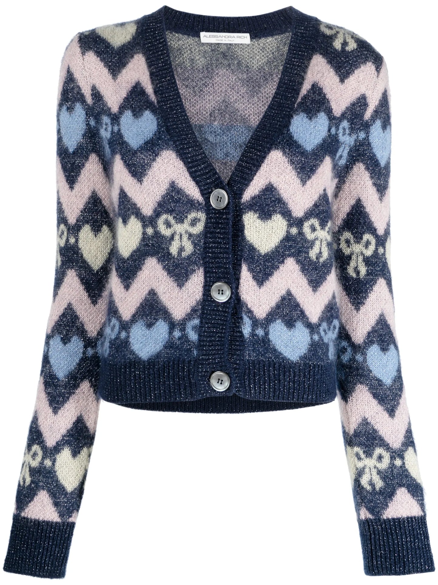 cropped jacquard-knit cardigan
