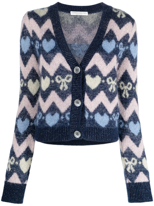 cropped jacquard-knit cardigan