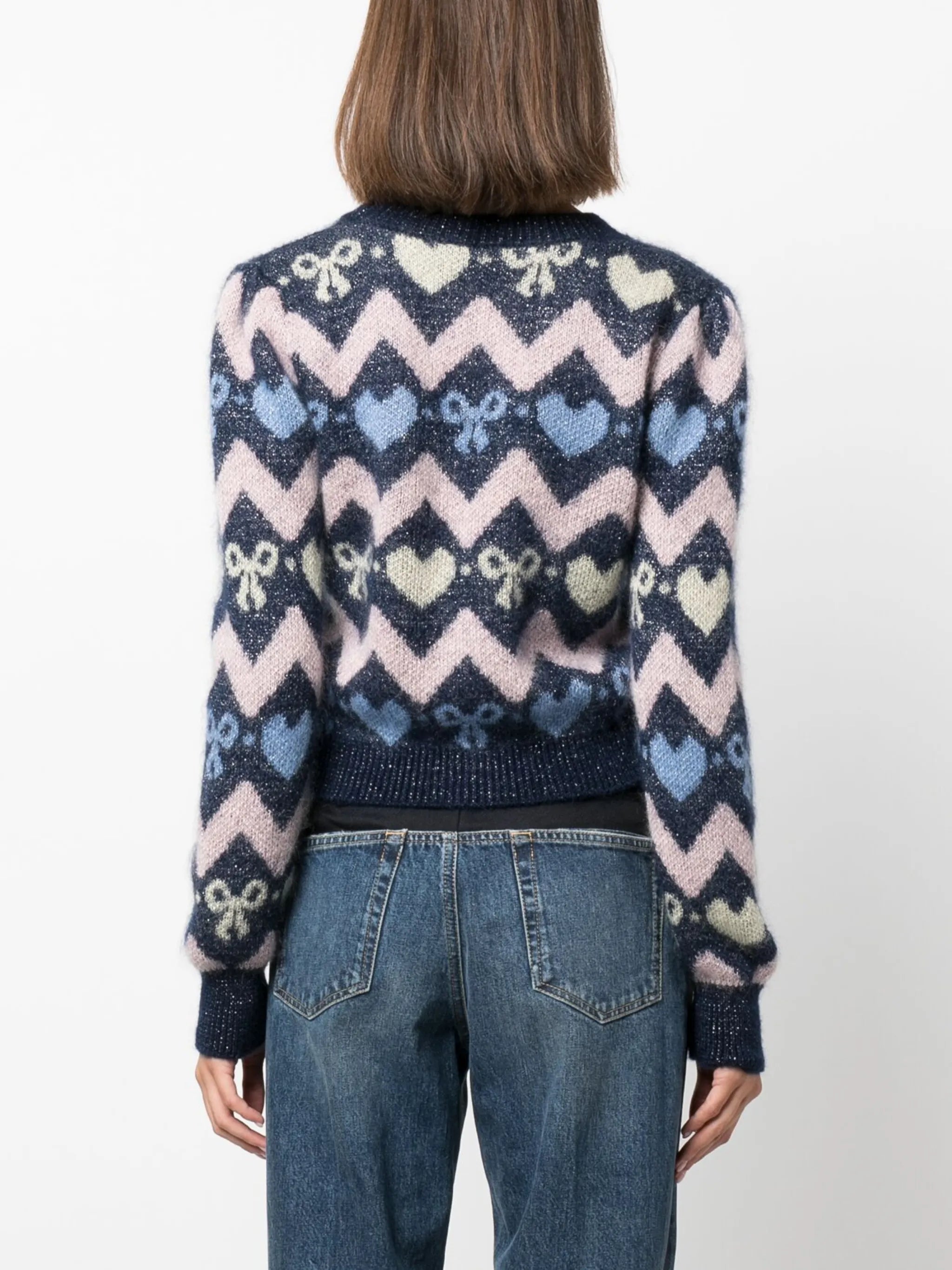 cropped jacquard-knit cardigan