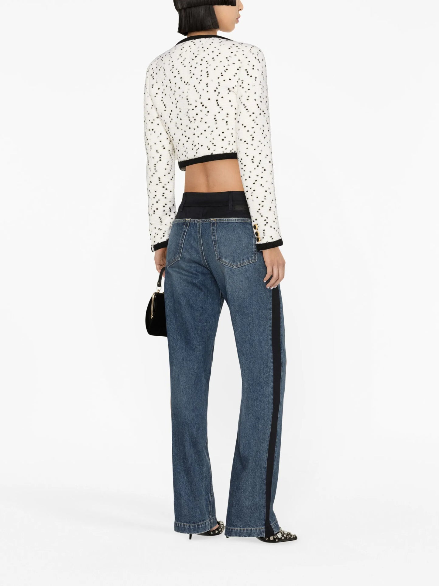 polka-dot cropped tweed jacket