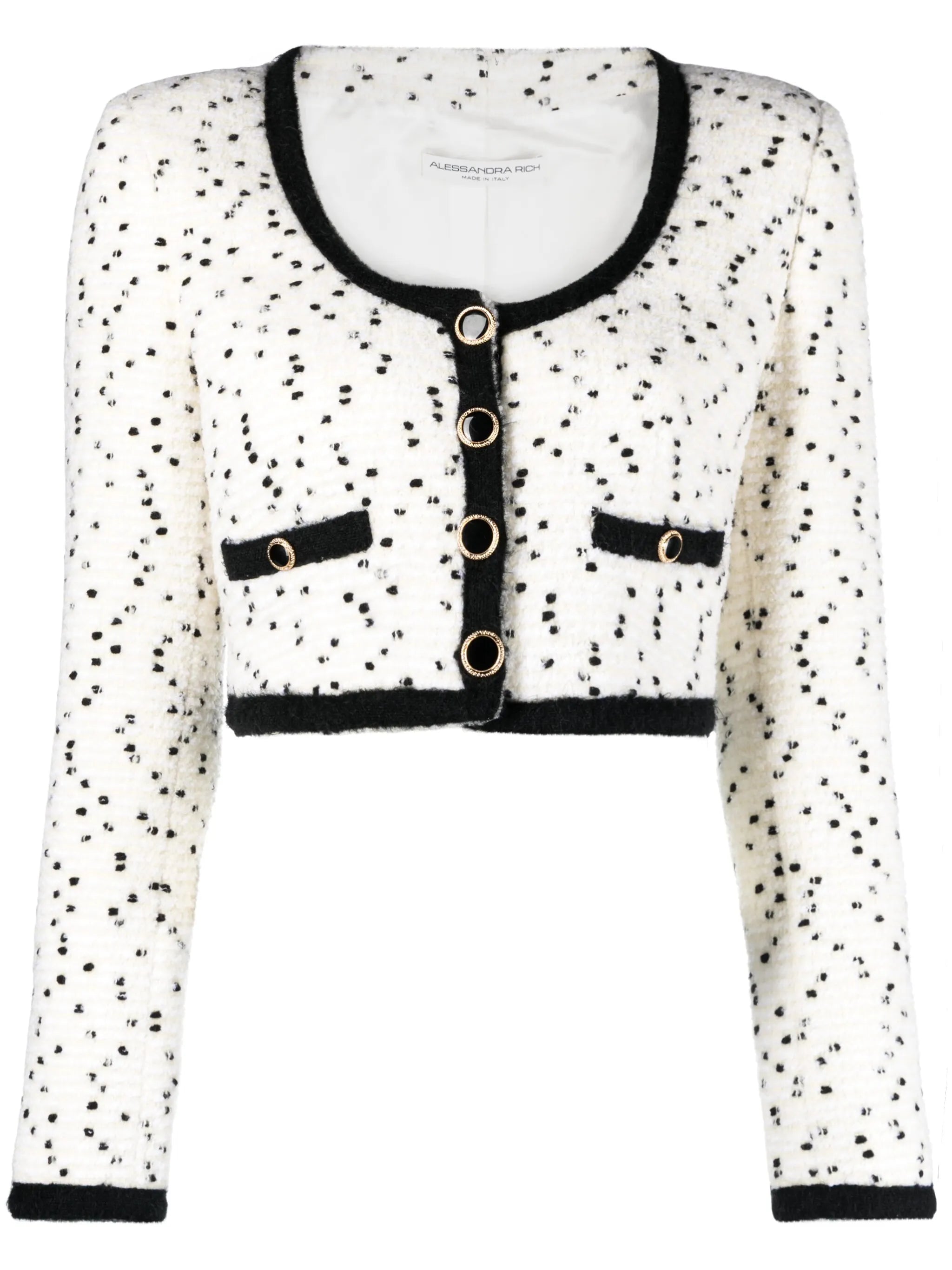 polka-dot cropped tweed jacket