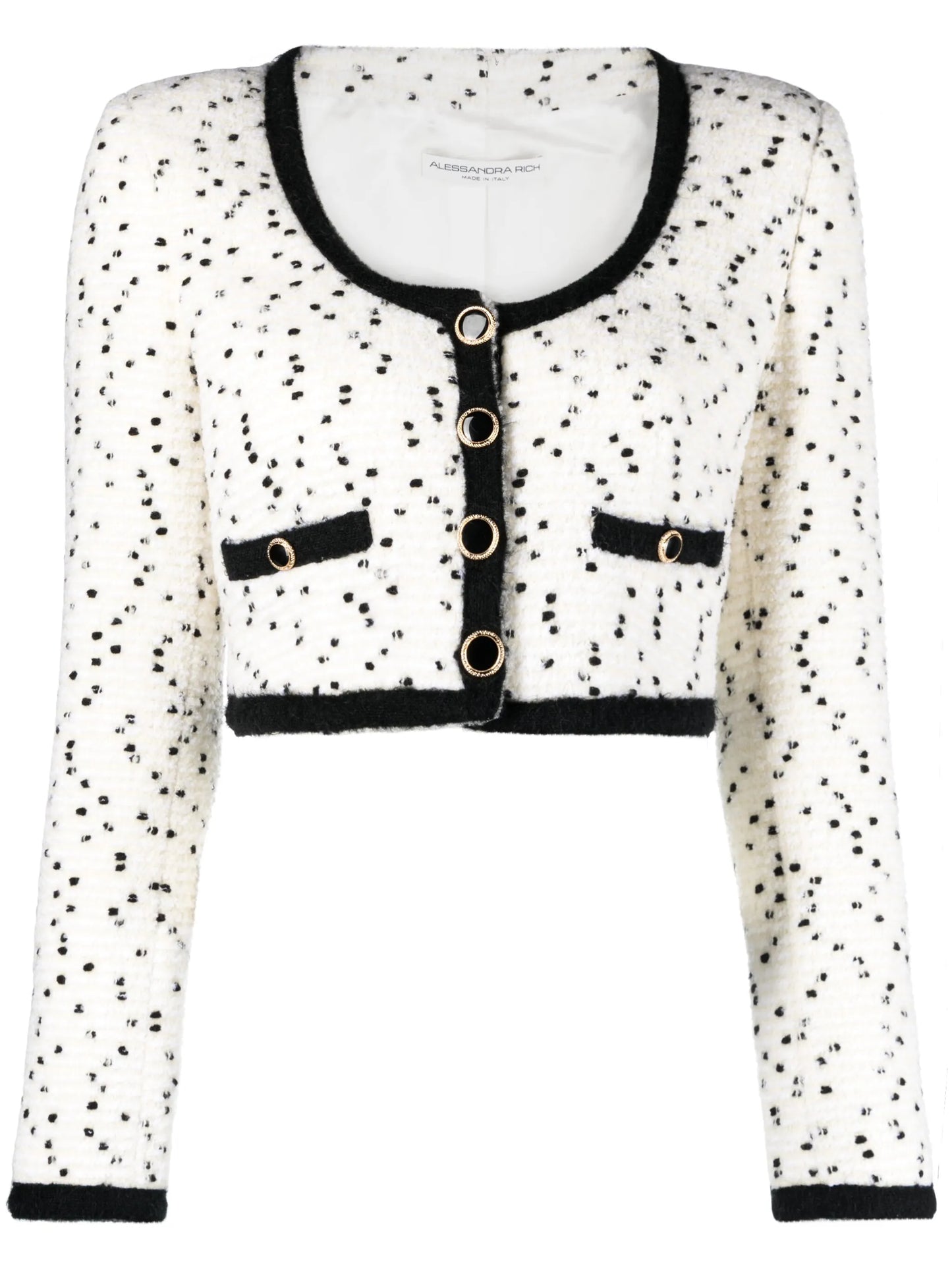 polka-dot cropped tweed jacket