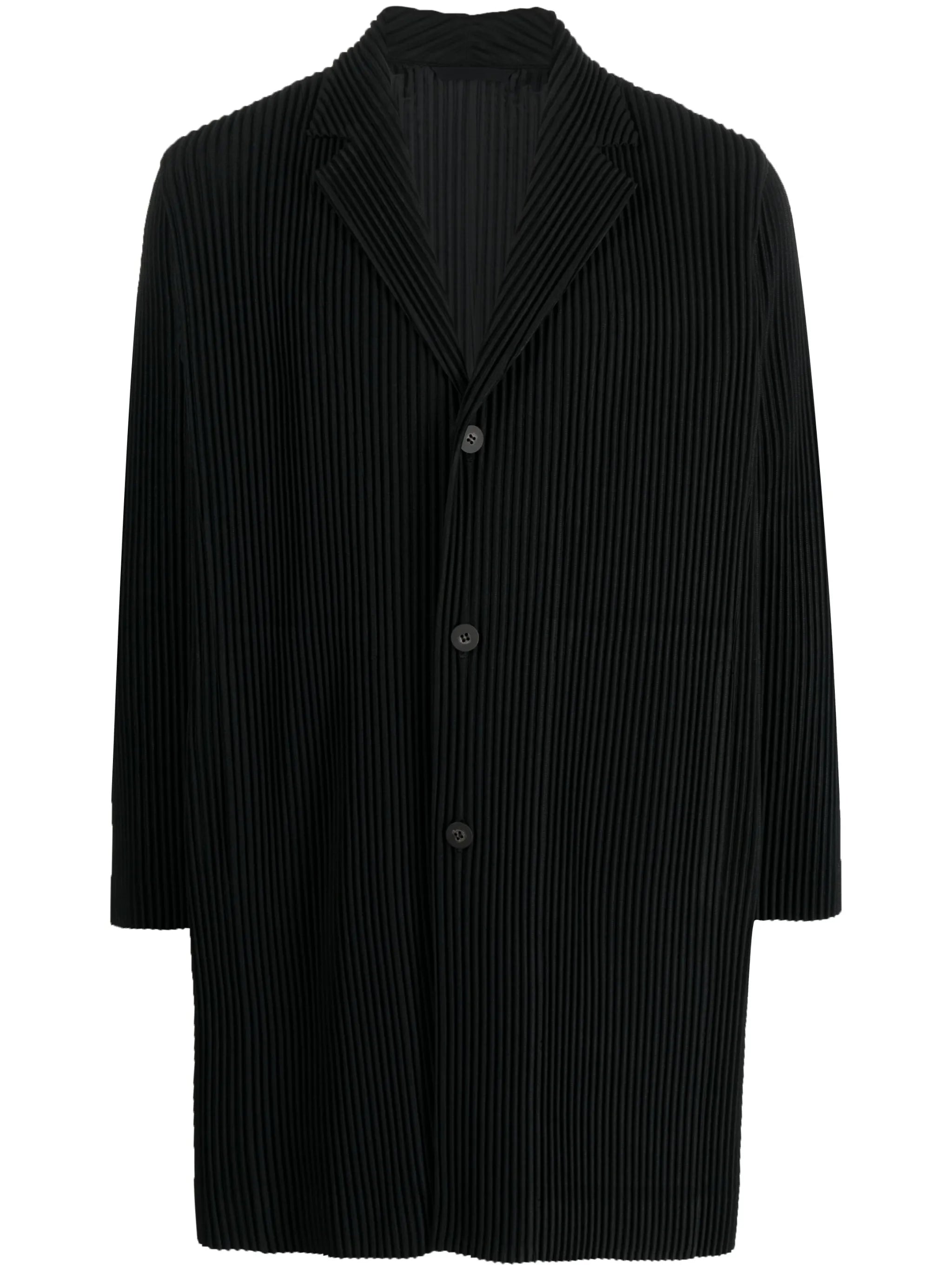 plissé single-breasted coat