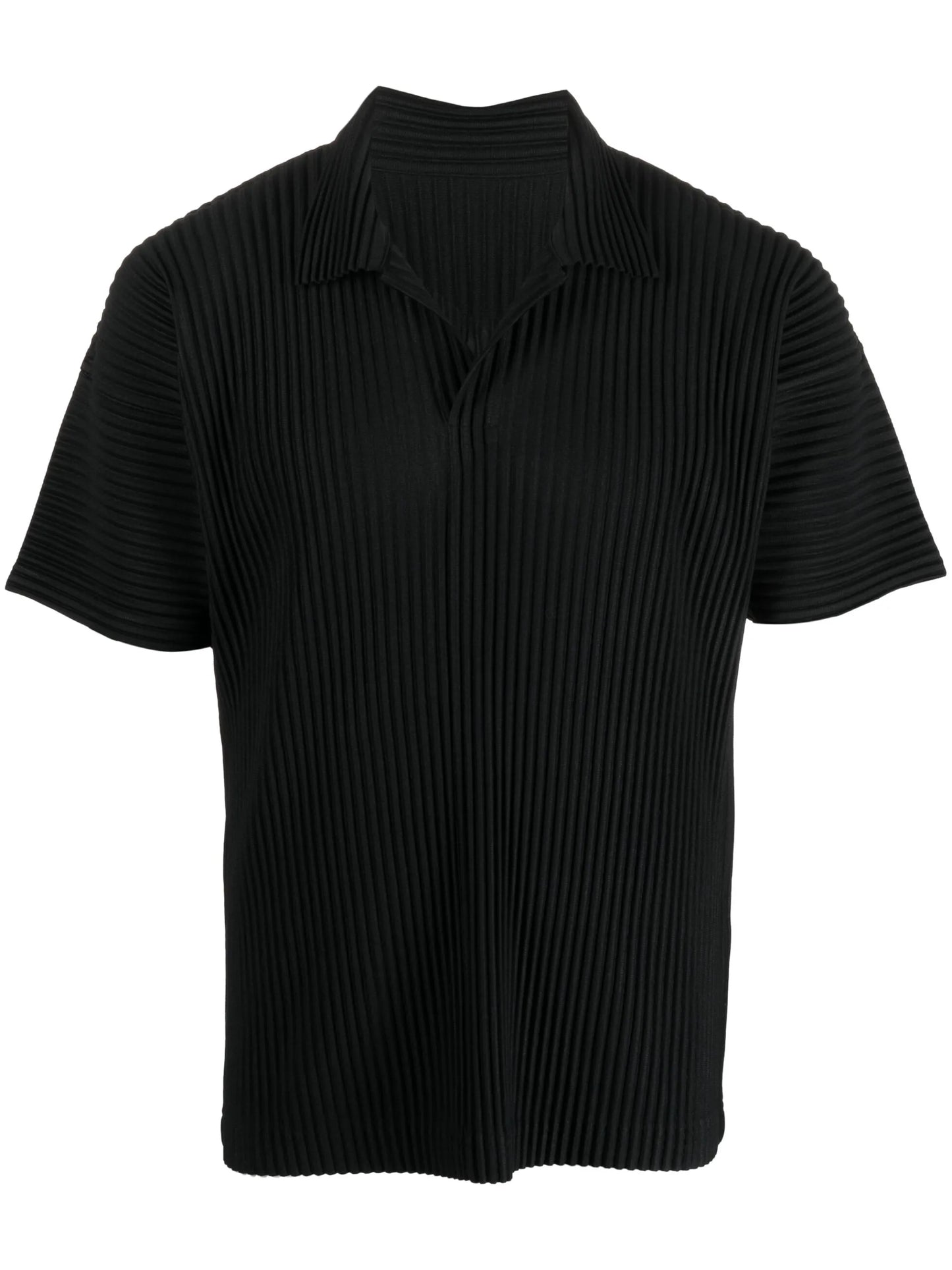 pleated short-sleeve shirt