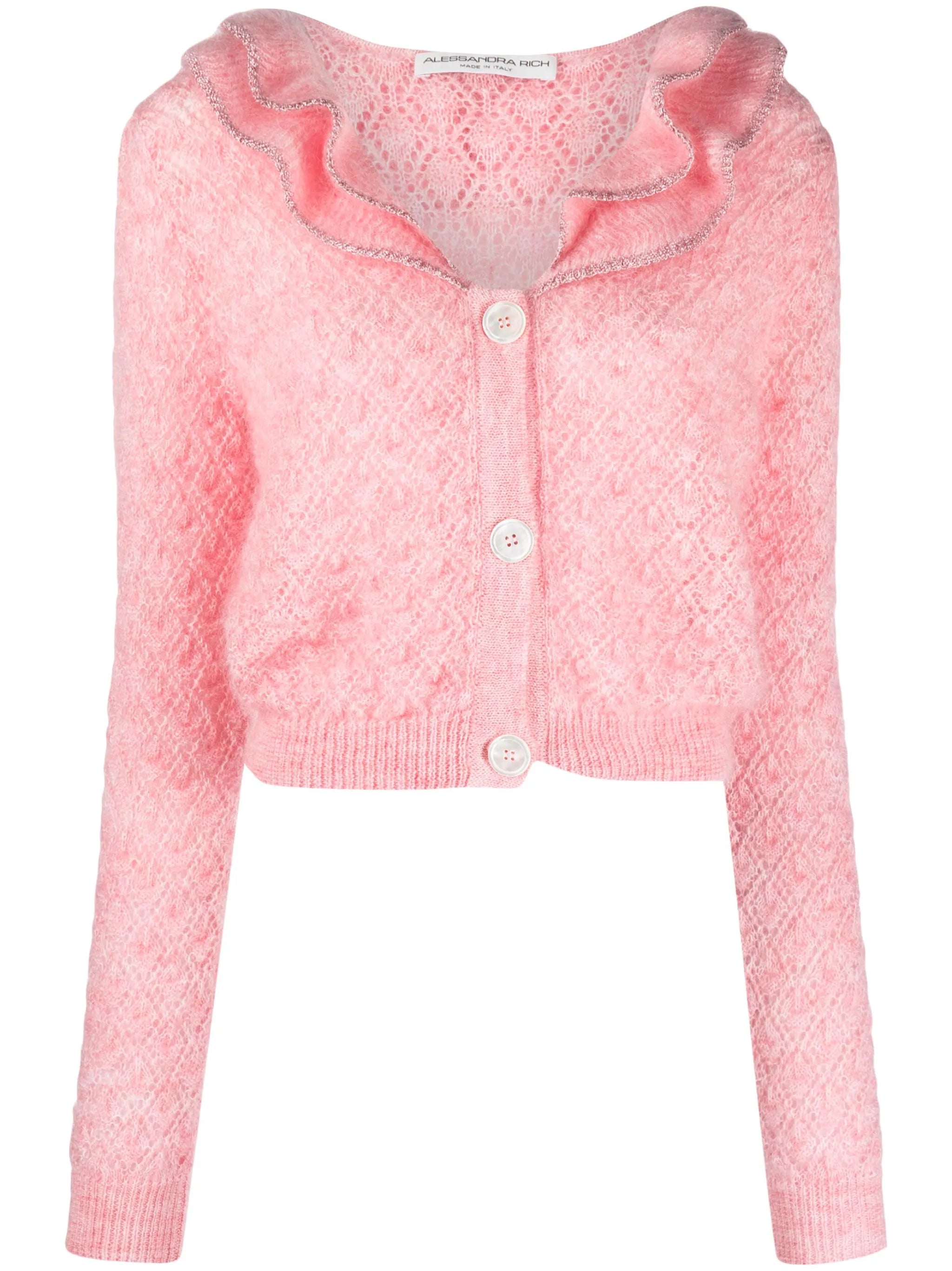 ruffle-trim mohair-blend cardigan