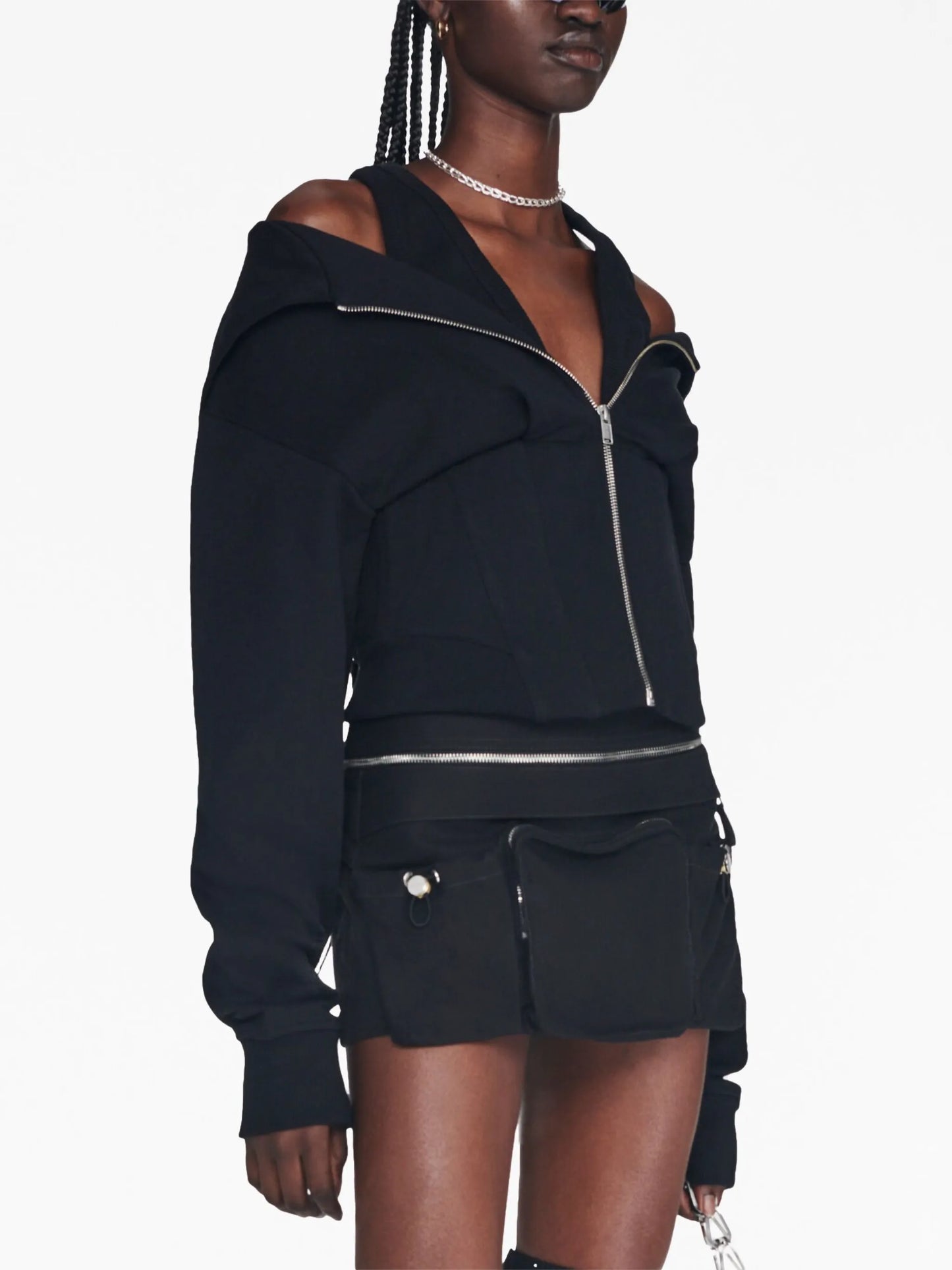 layered corset-style hoodie