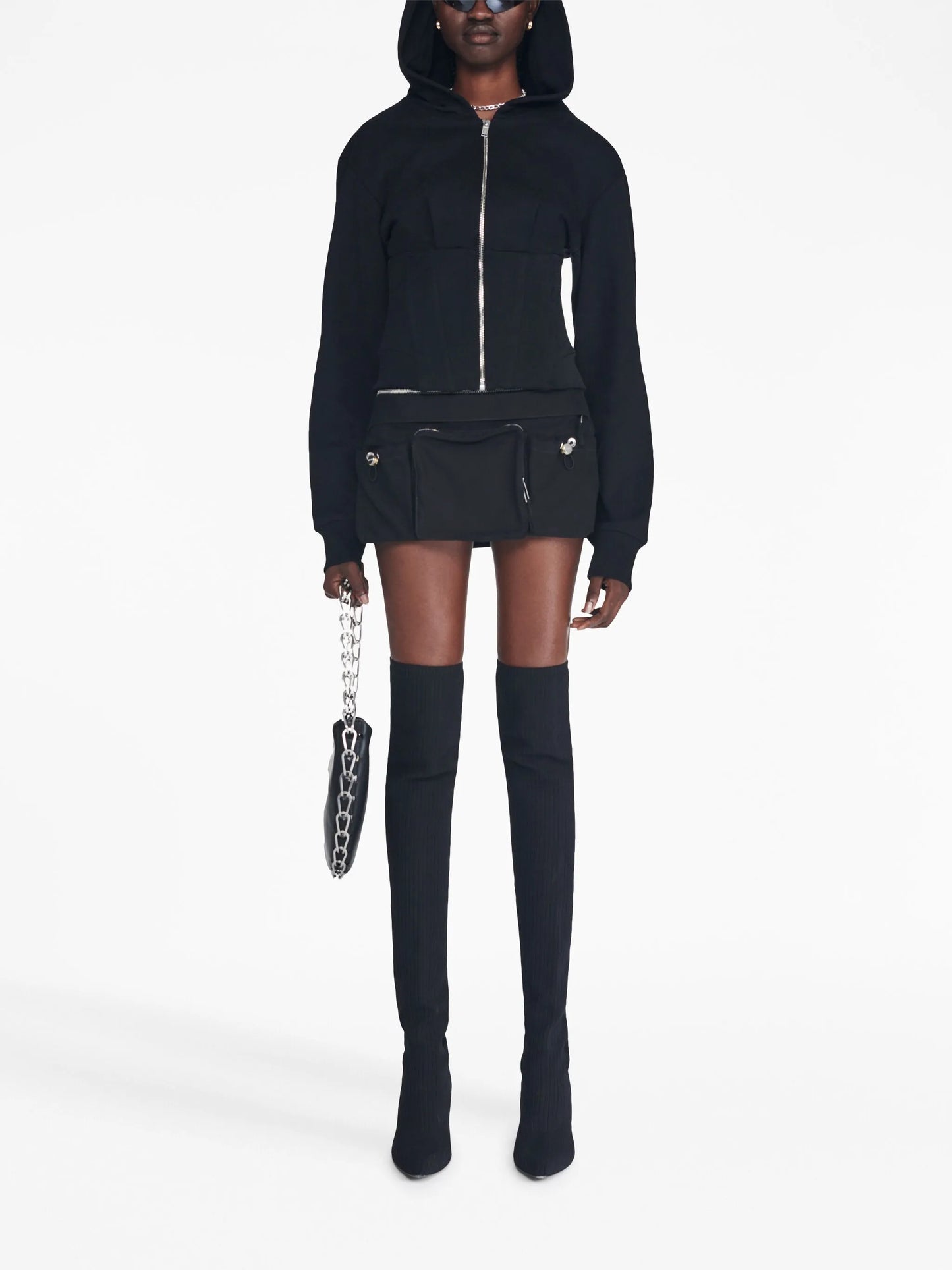layered corset-style hoodie