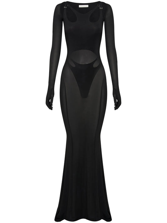 cut-out long-sleeve maxi dress