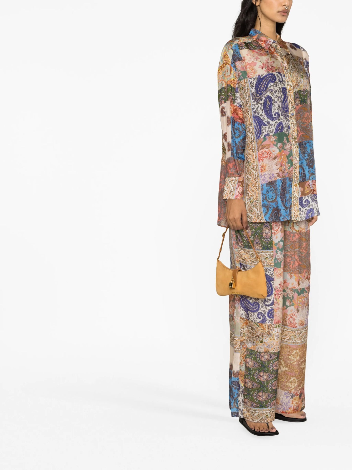 graphic-print silk shirt