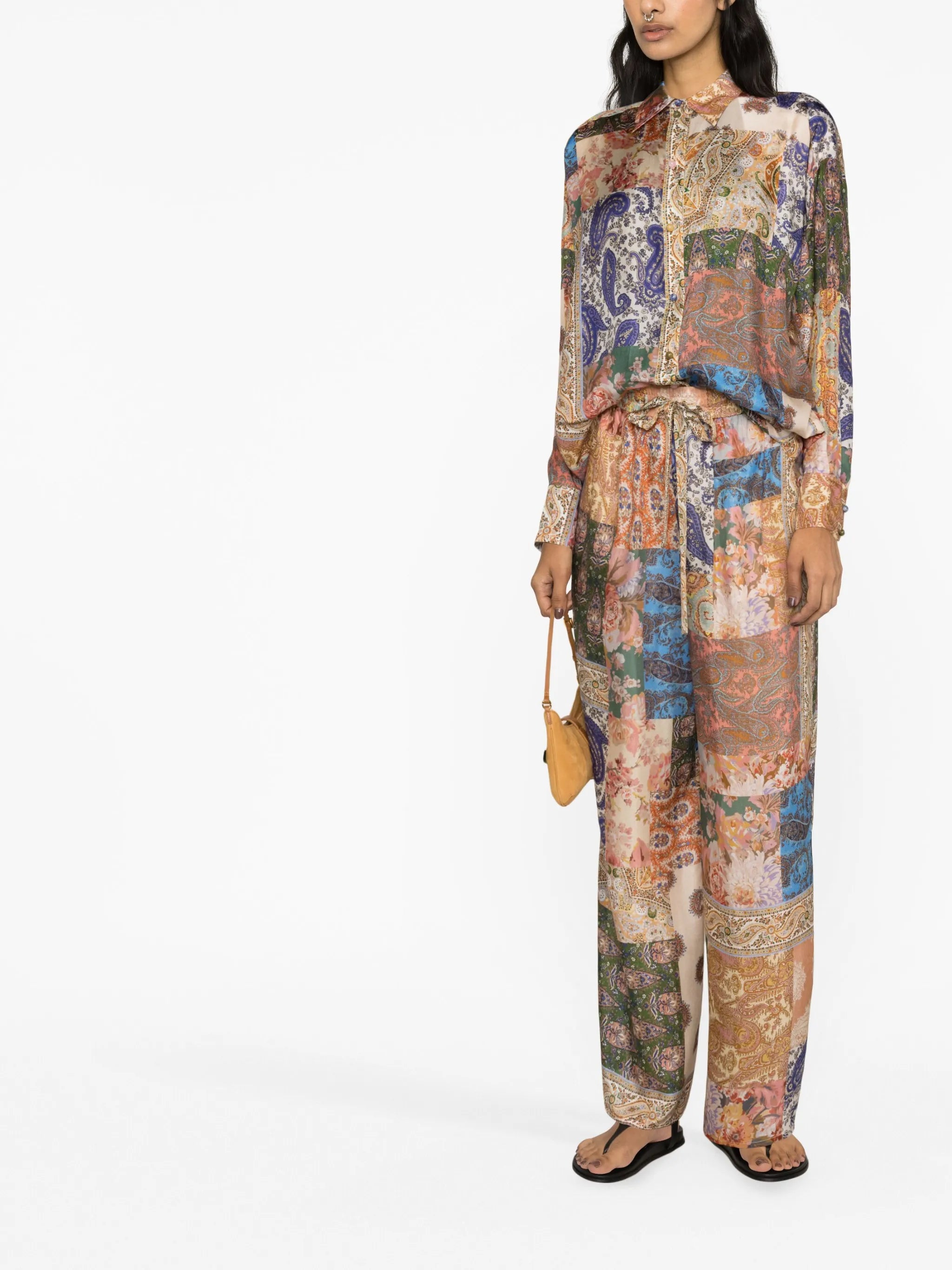 graphic-print silk shirt