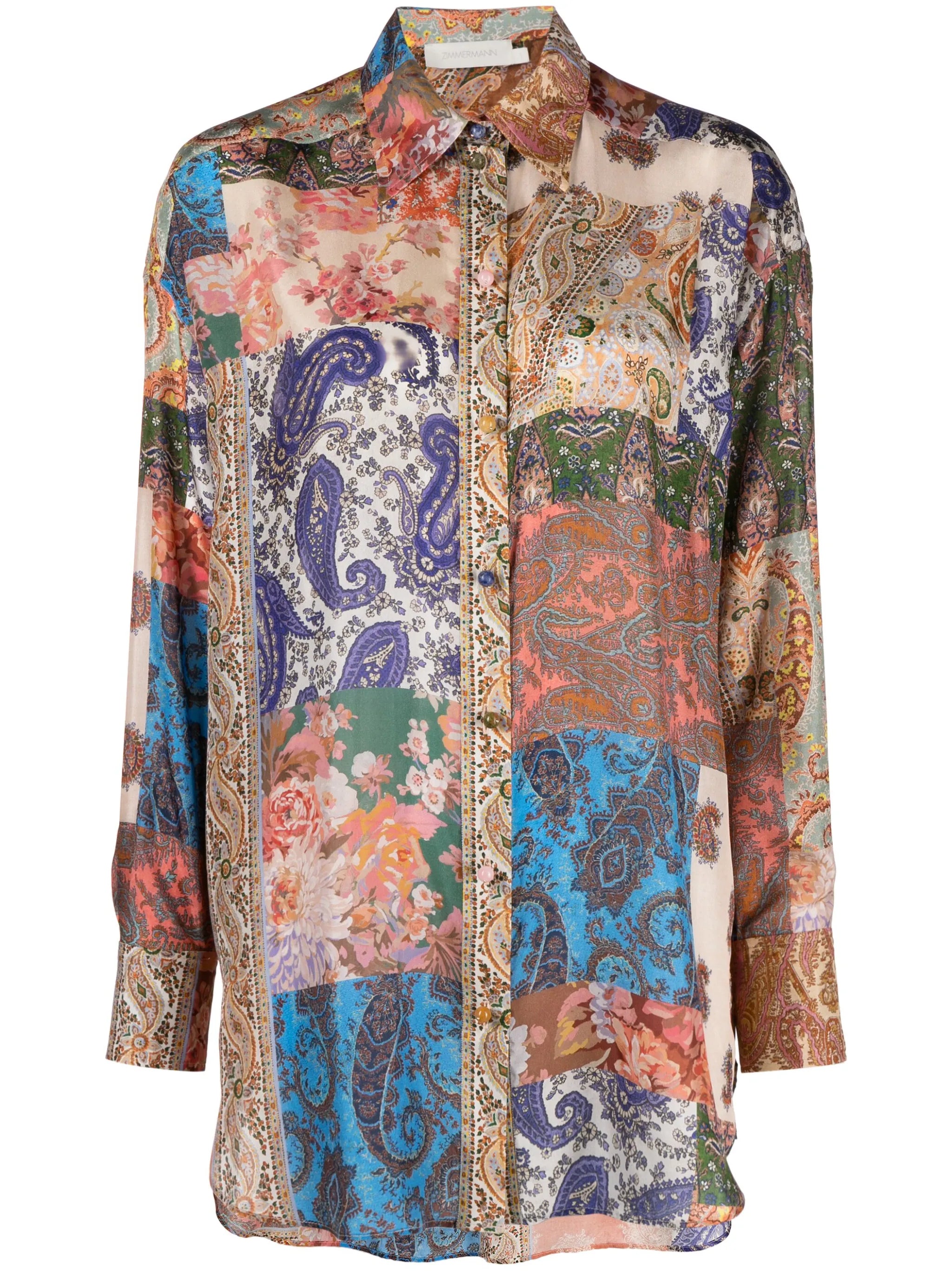 graphic-print silk shirt