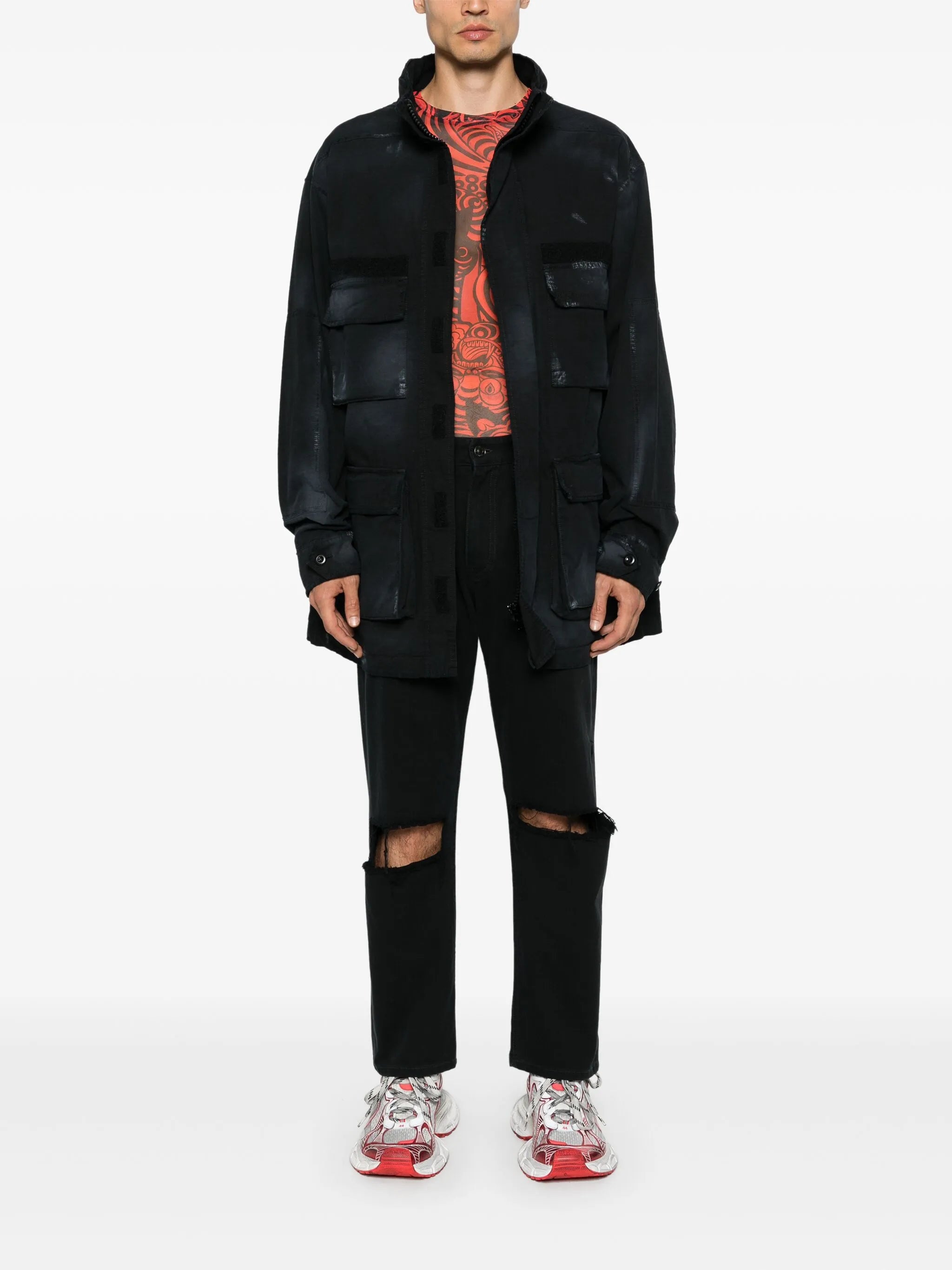 distressed parka