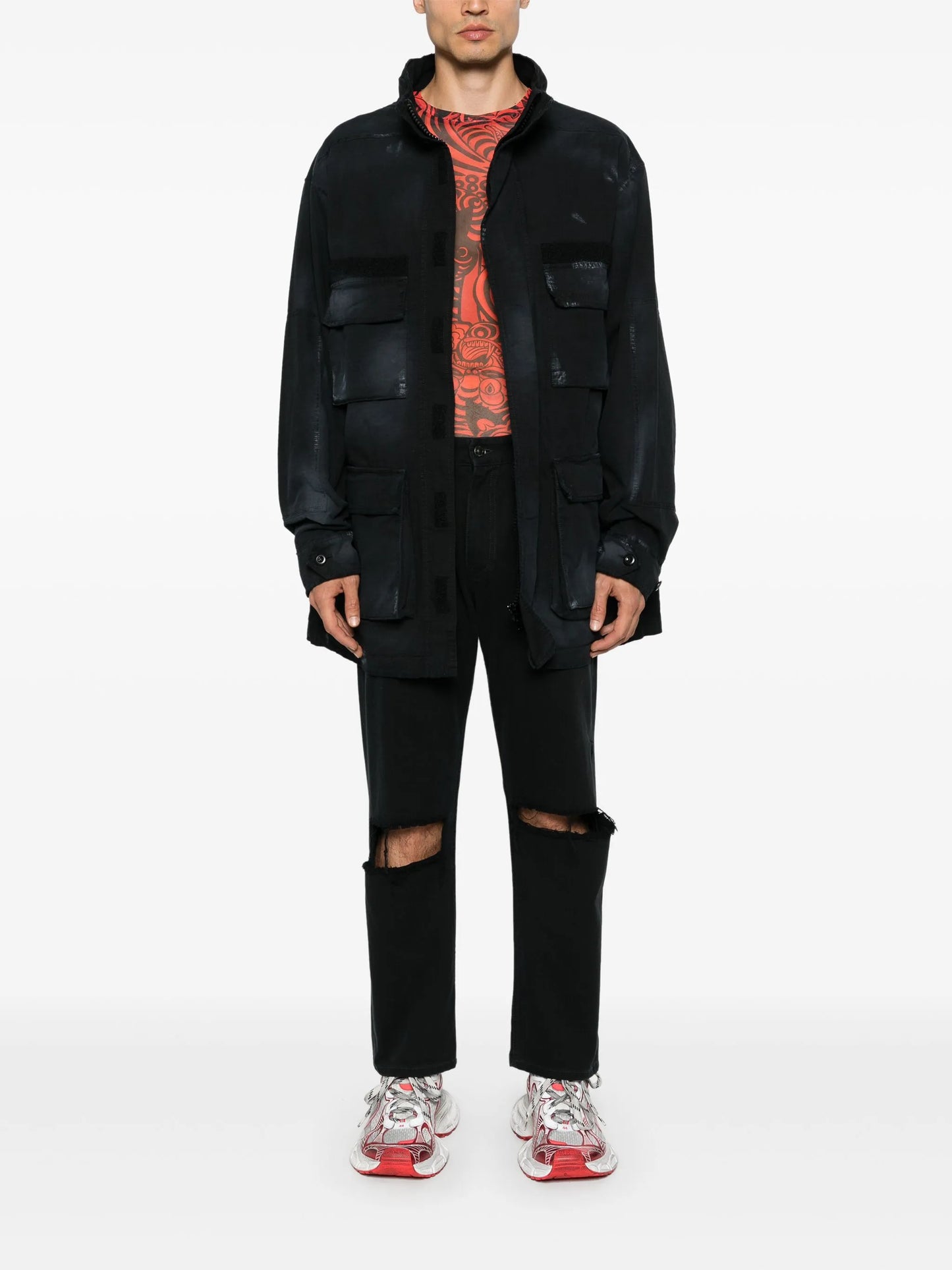 distressed parka