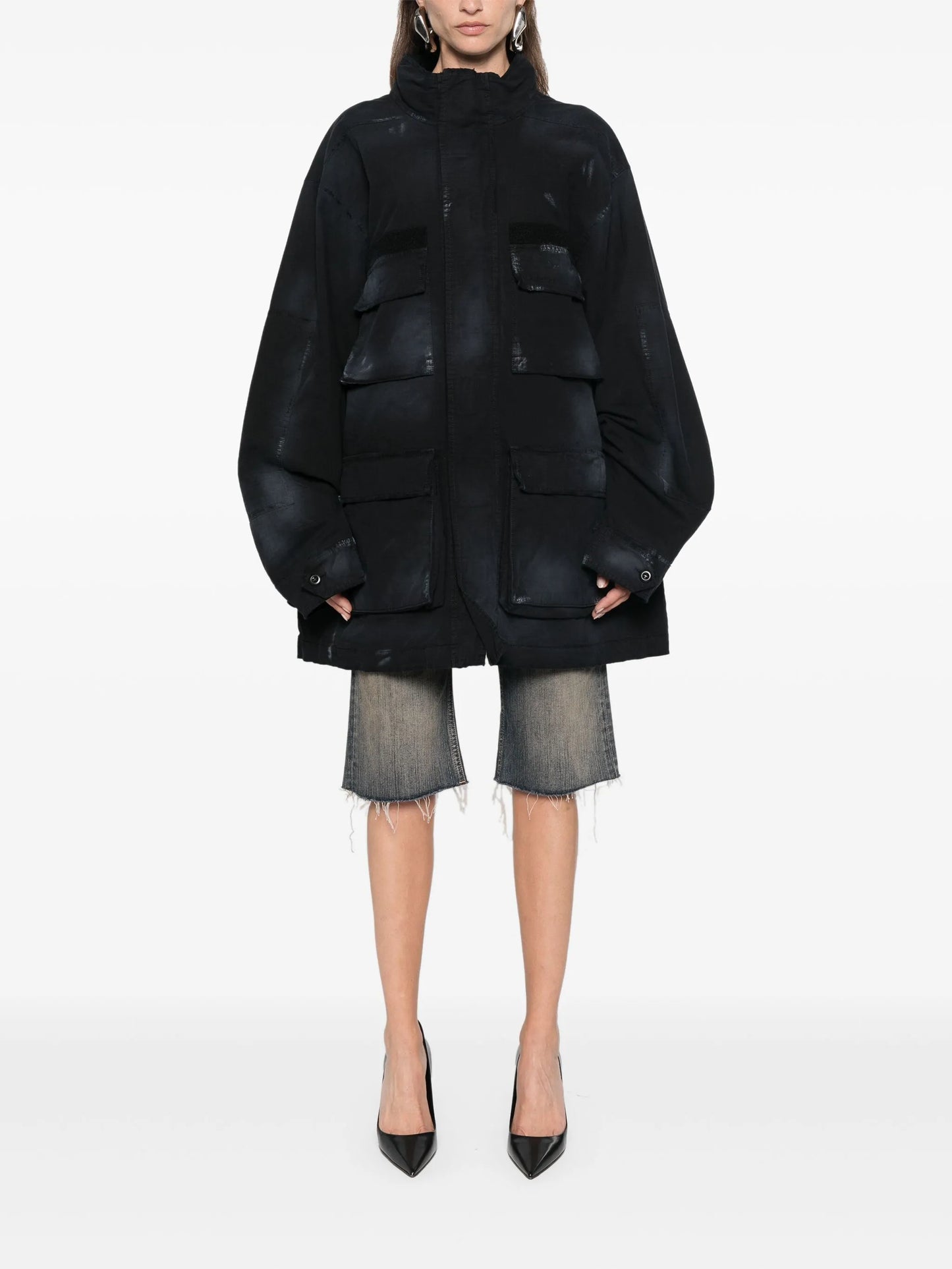distressed parka
