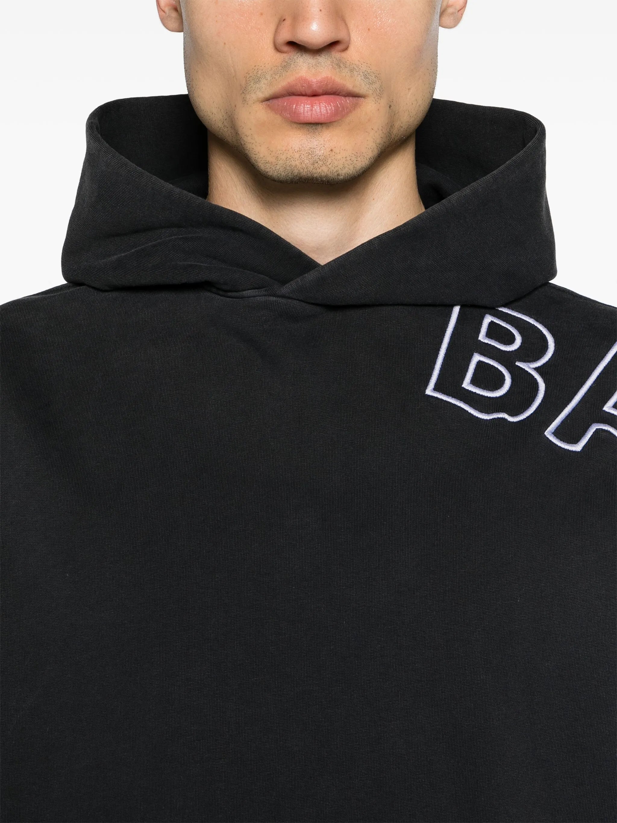 logo-embroidered cotton hoodie