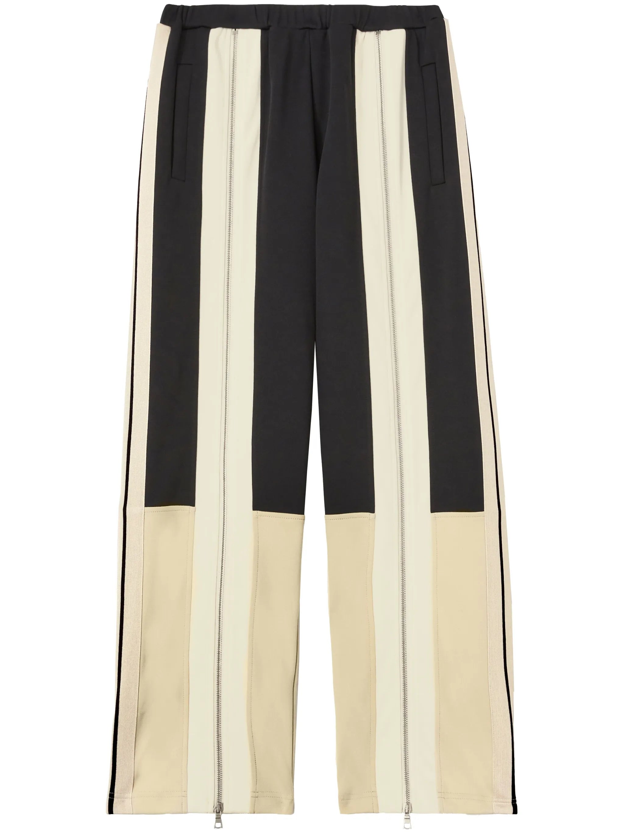 zip-detailing striped trousers