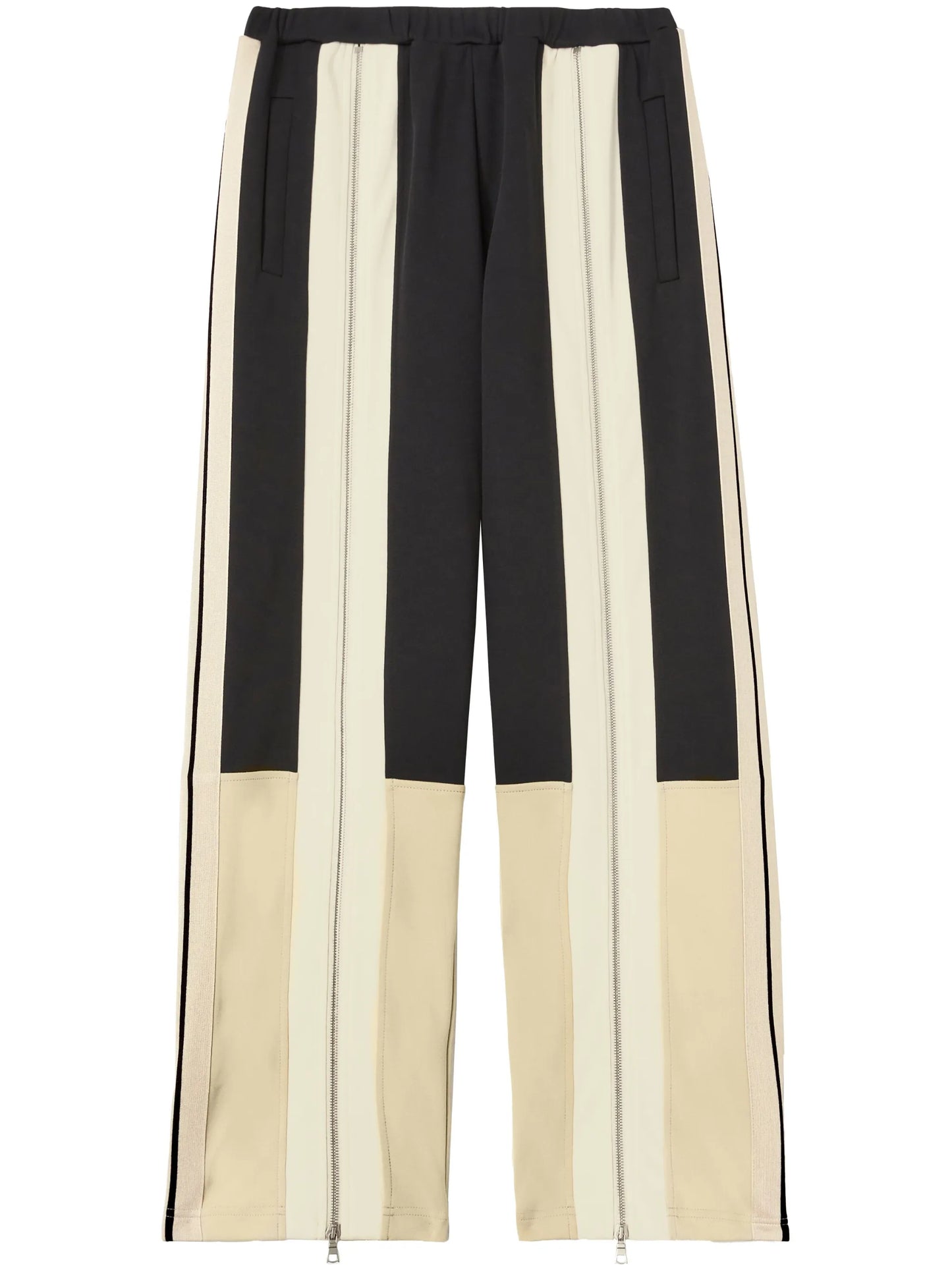 zip-detailing striped trousers