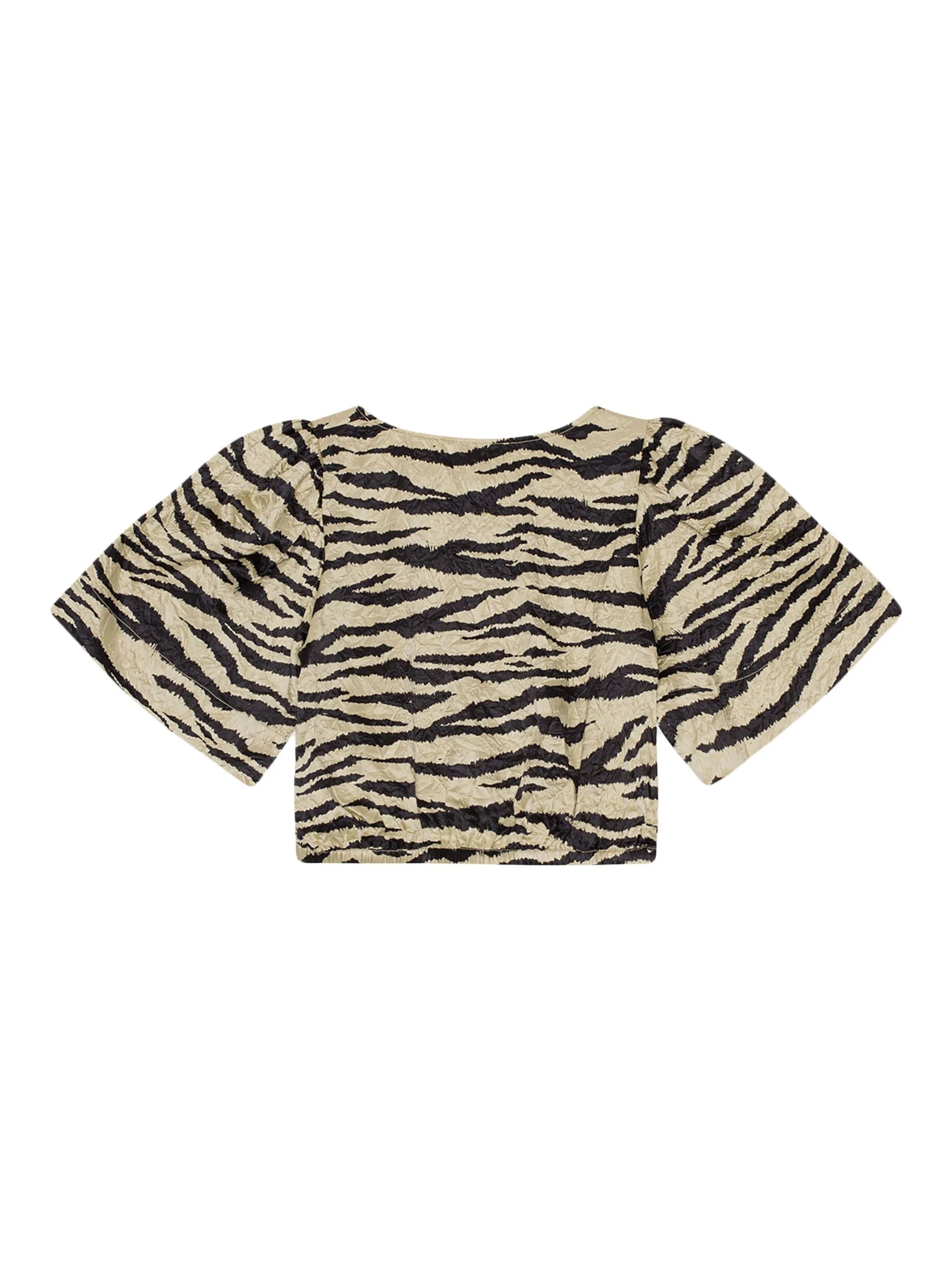zebra-print crinked cropped T-shirt