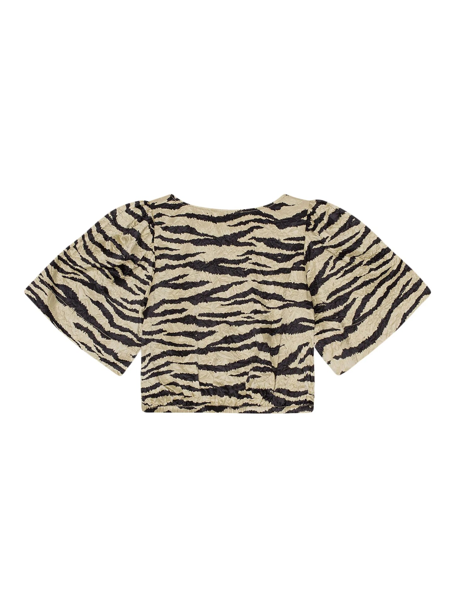 zebra-print crinked cropped T-shirt