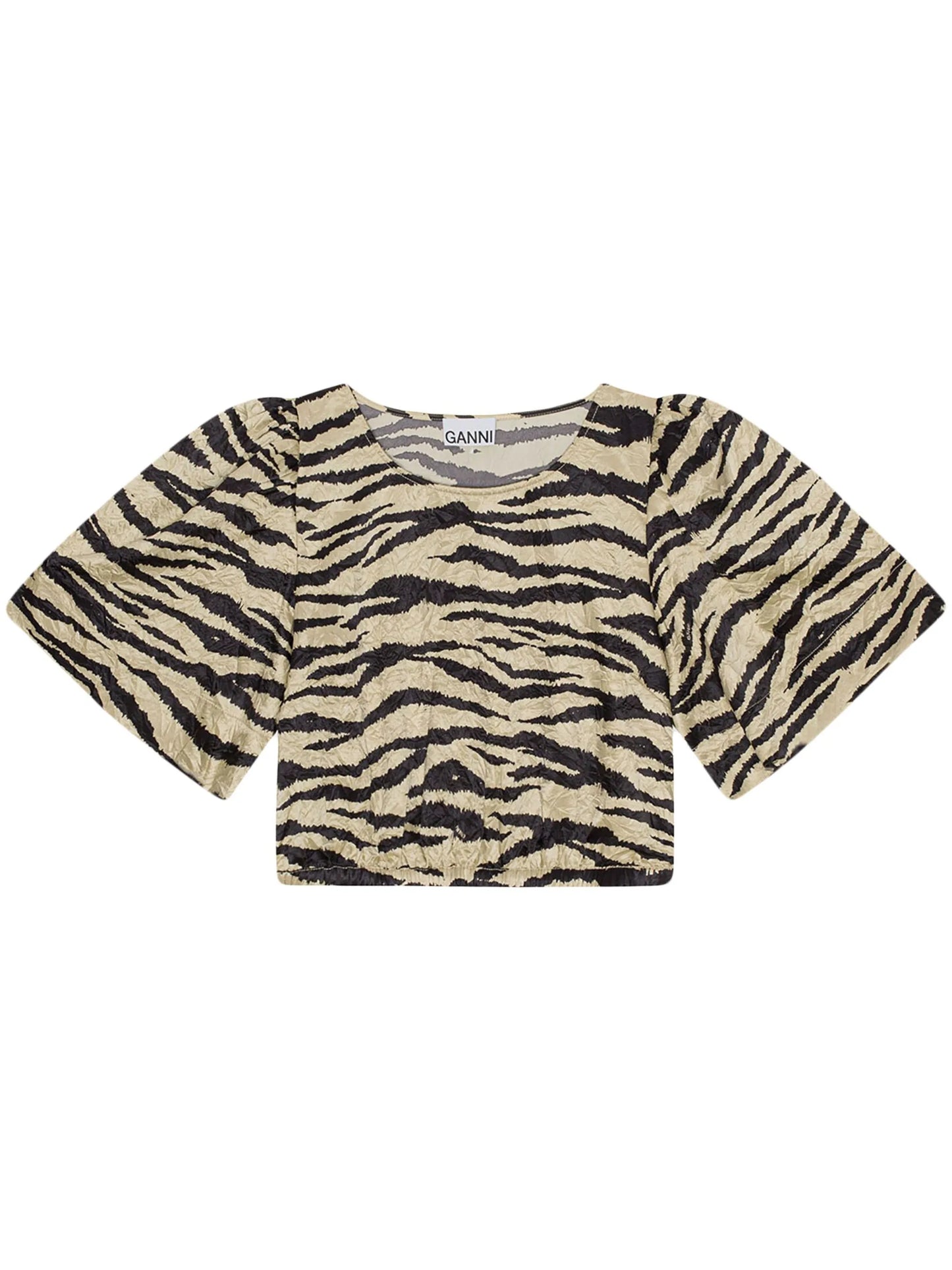 zebra-print crinked cropped T-shirt