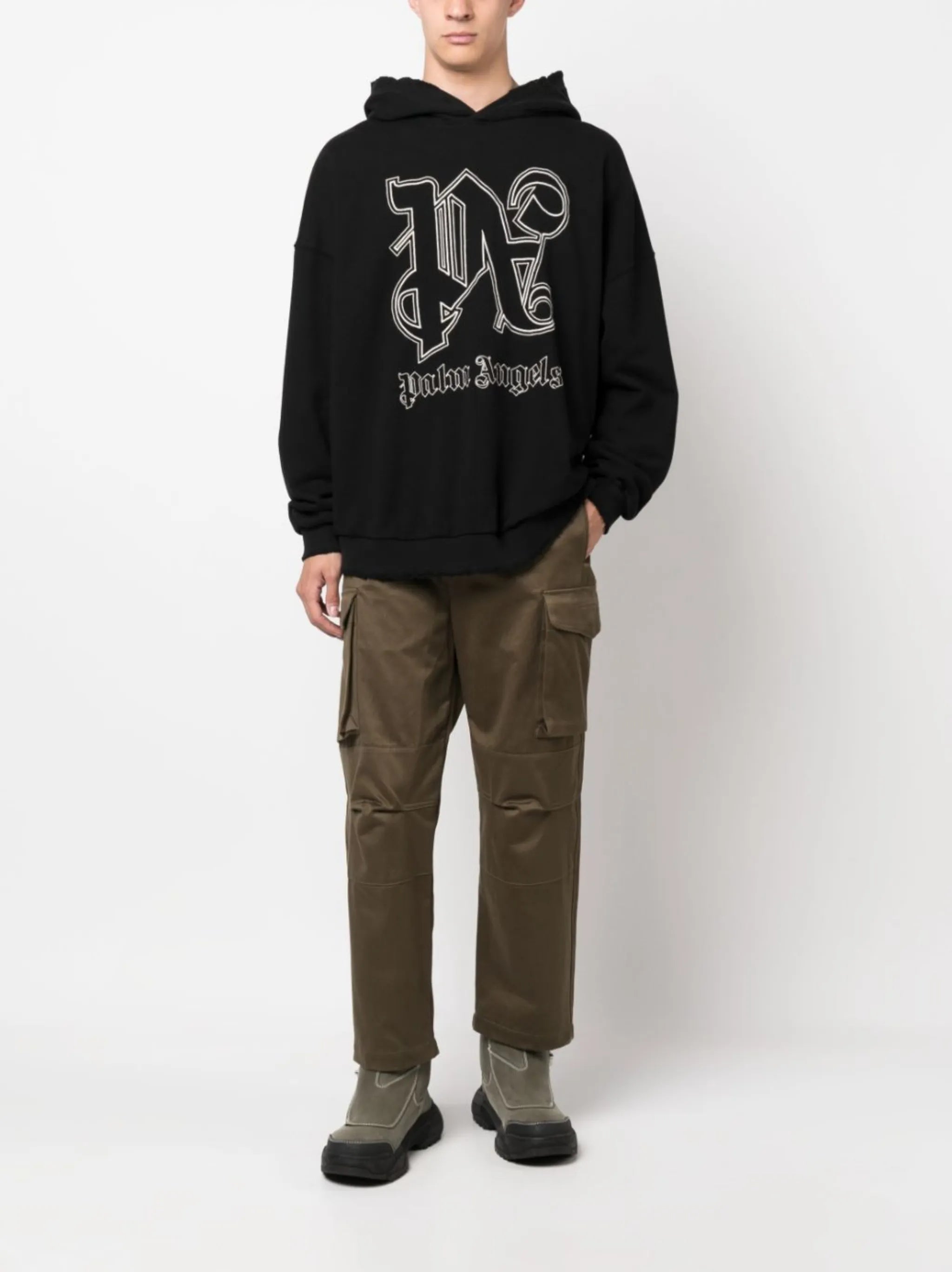 logo-embroidered cotton hoodie