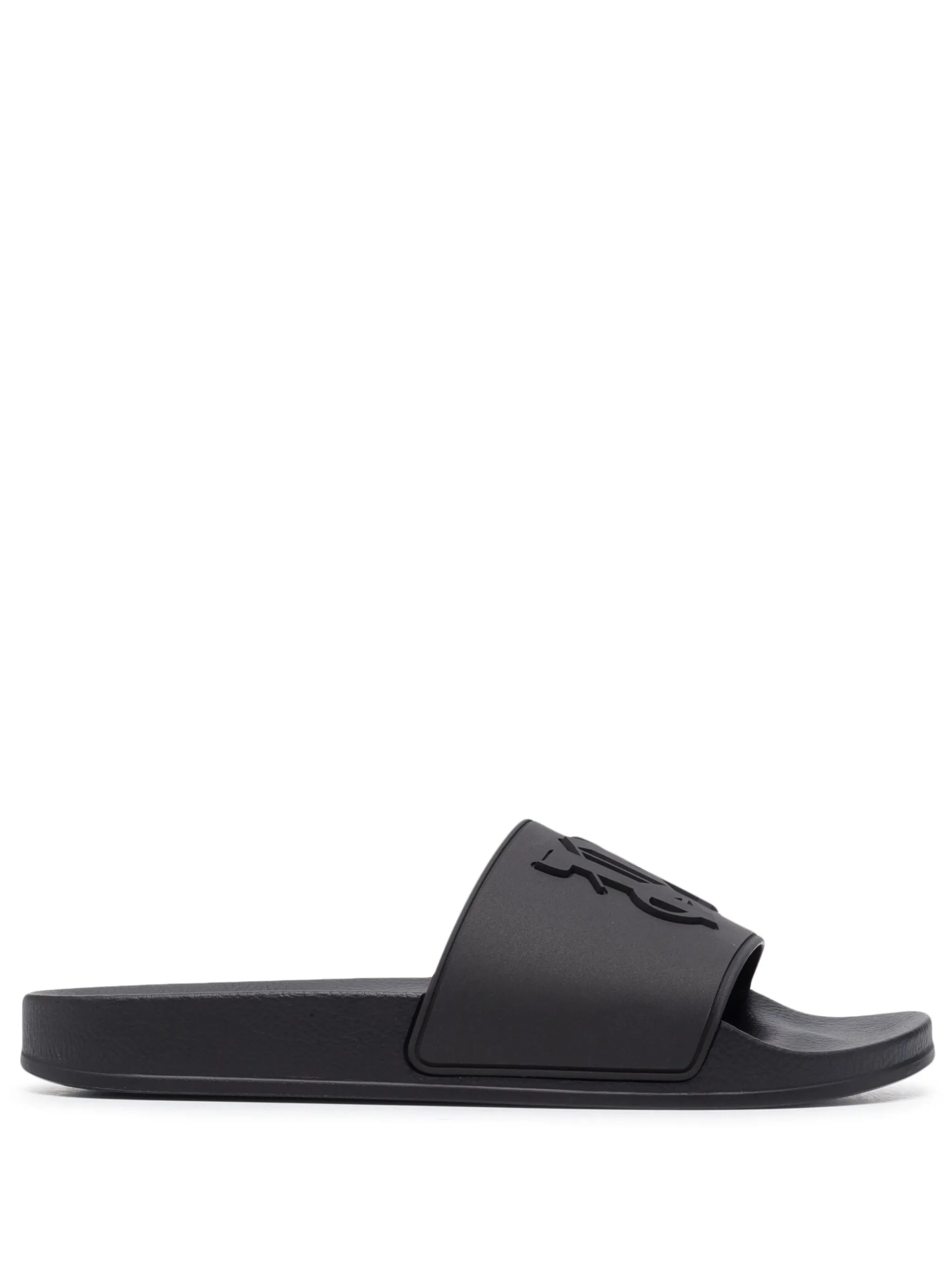 monogram-embossed slides