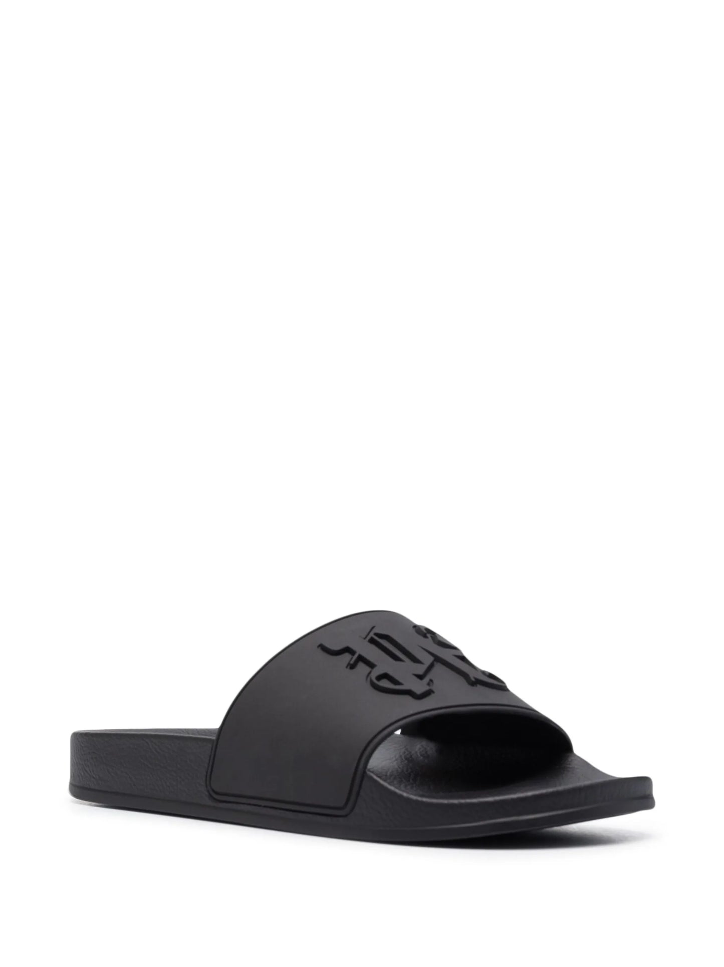monogram-embossed slides