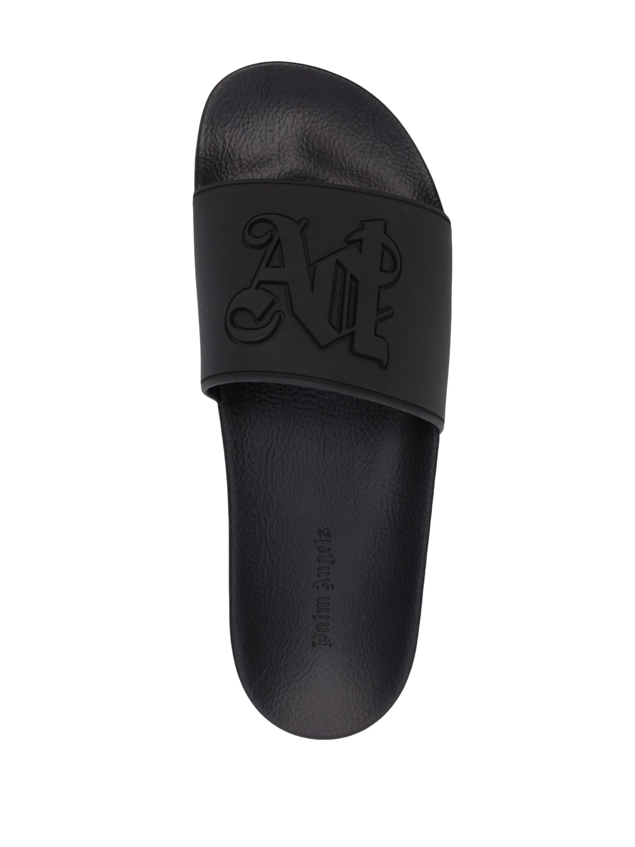 monogram-embossed slides