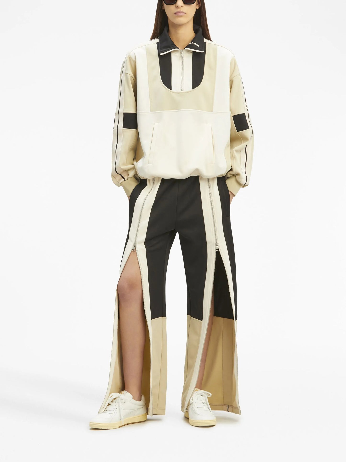 panelled half-zip jacket