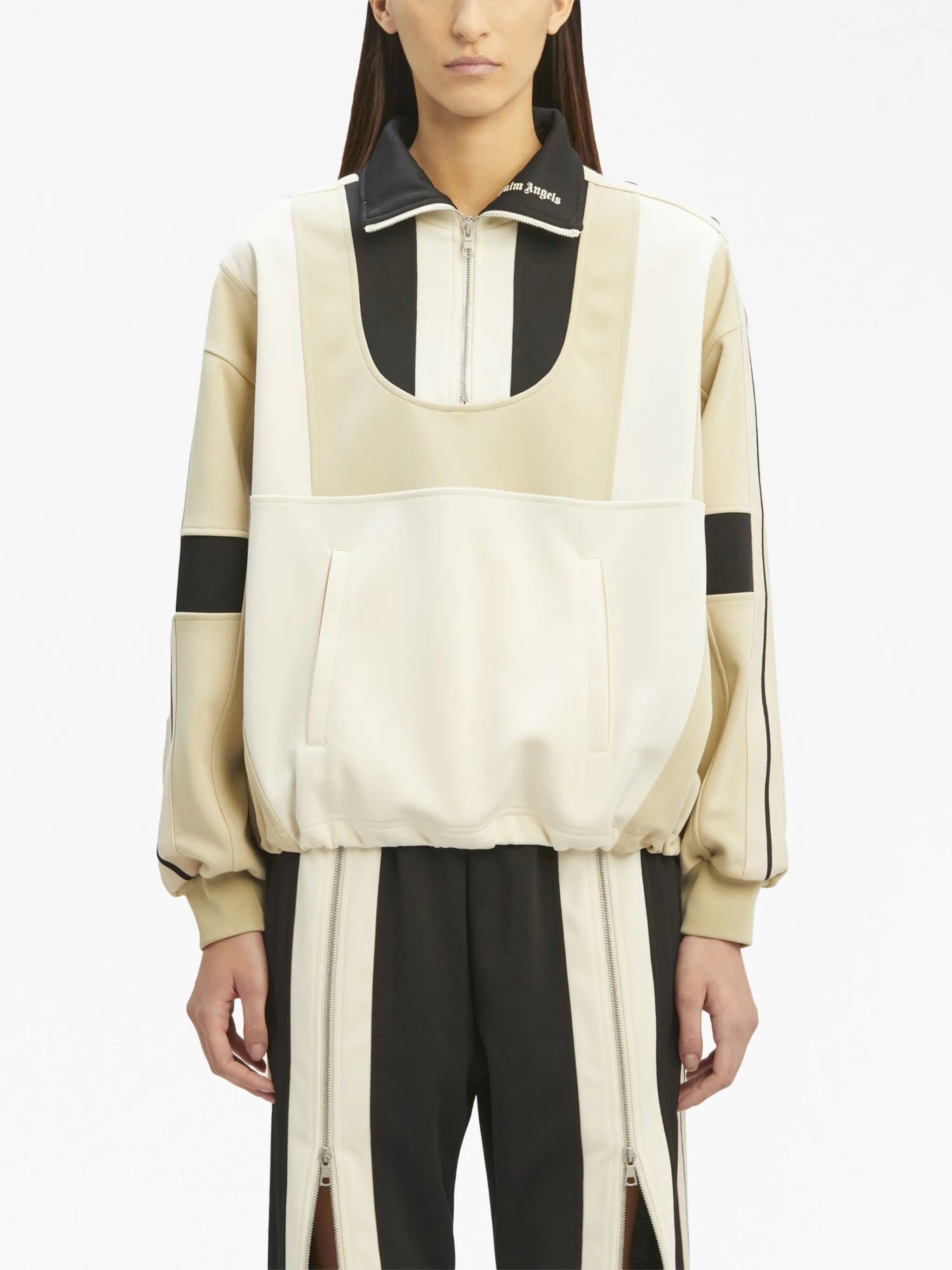 panelled half-zip jacket