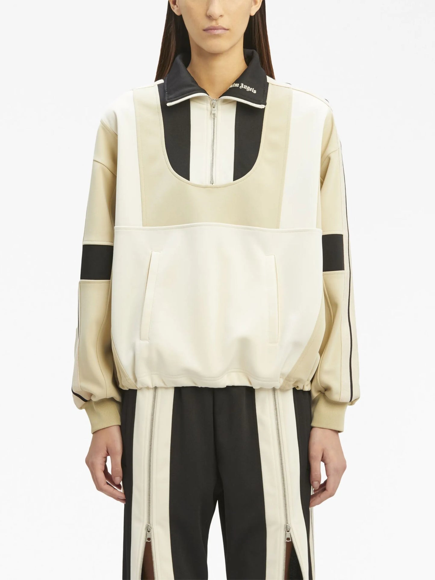 panelled half-zip jacket