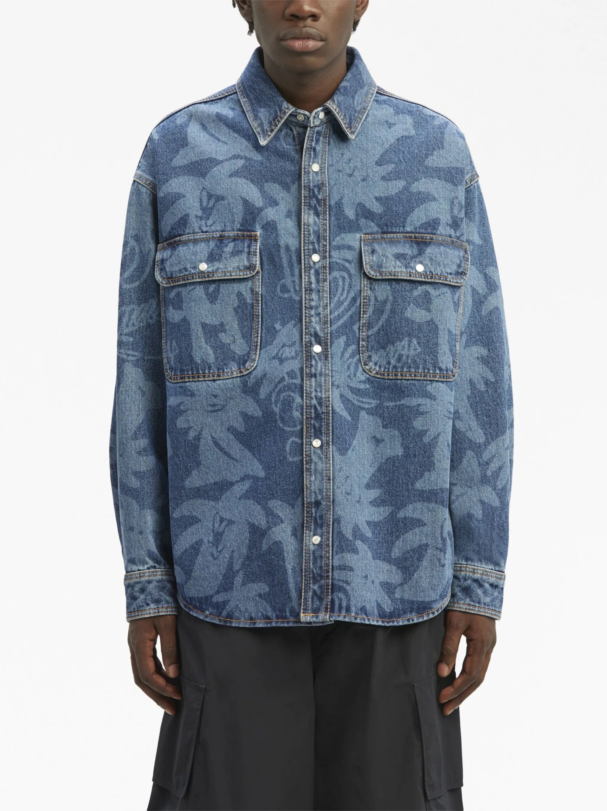 Palmity laser-print denim shirt