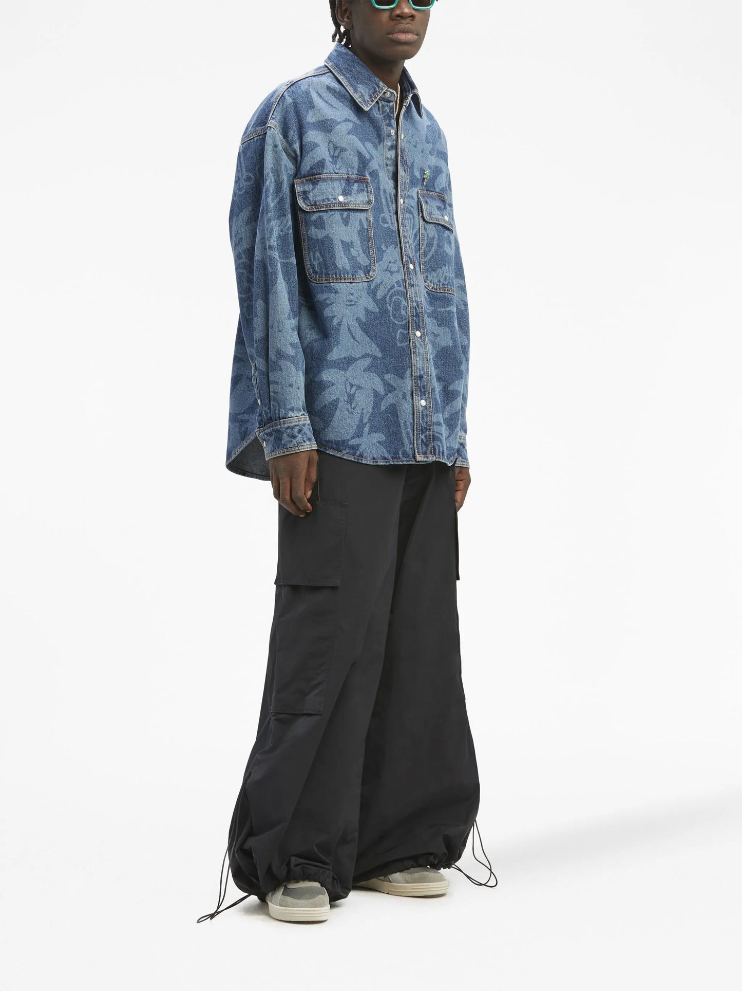 Palmity laser-print denim shirt