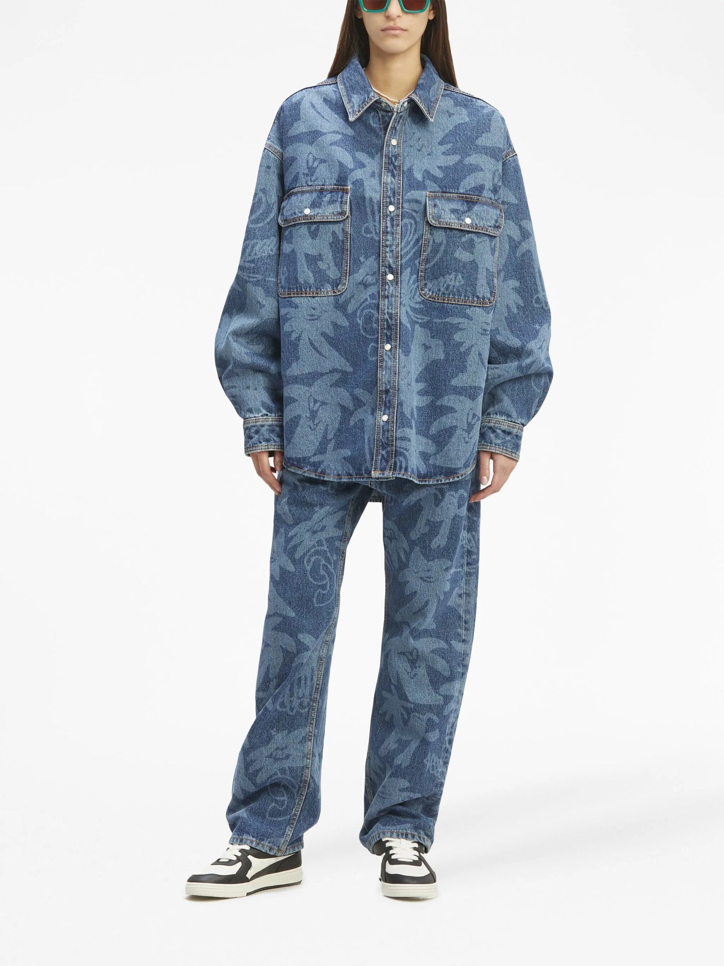 Palmity laser-print denim shirt