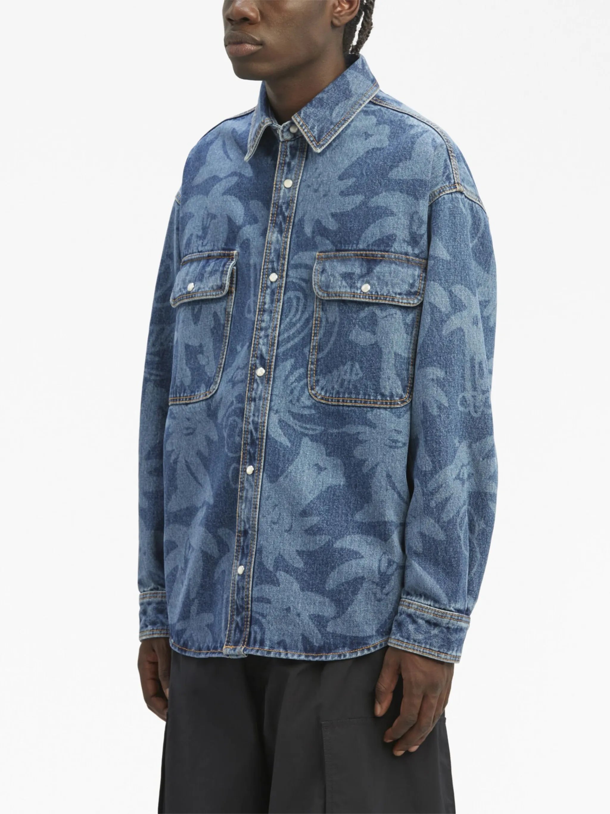 Palmity laser-print denim shirt