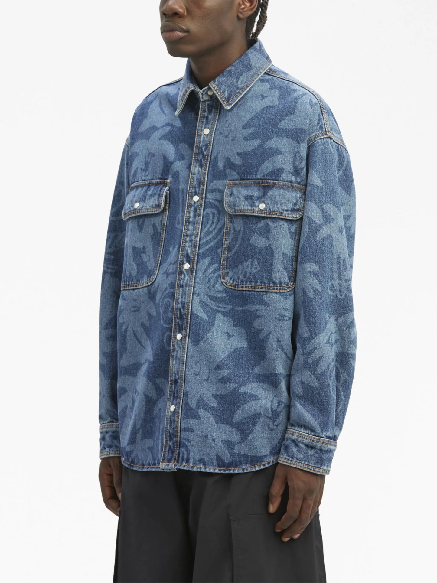 Palmity laser-print denim shirt