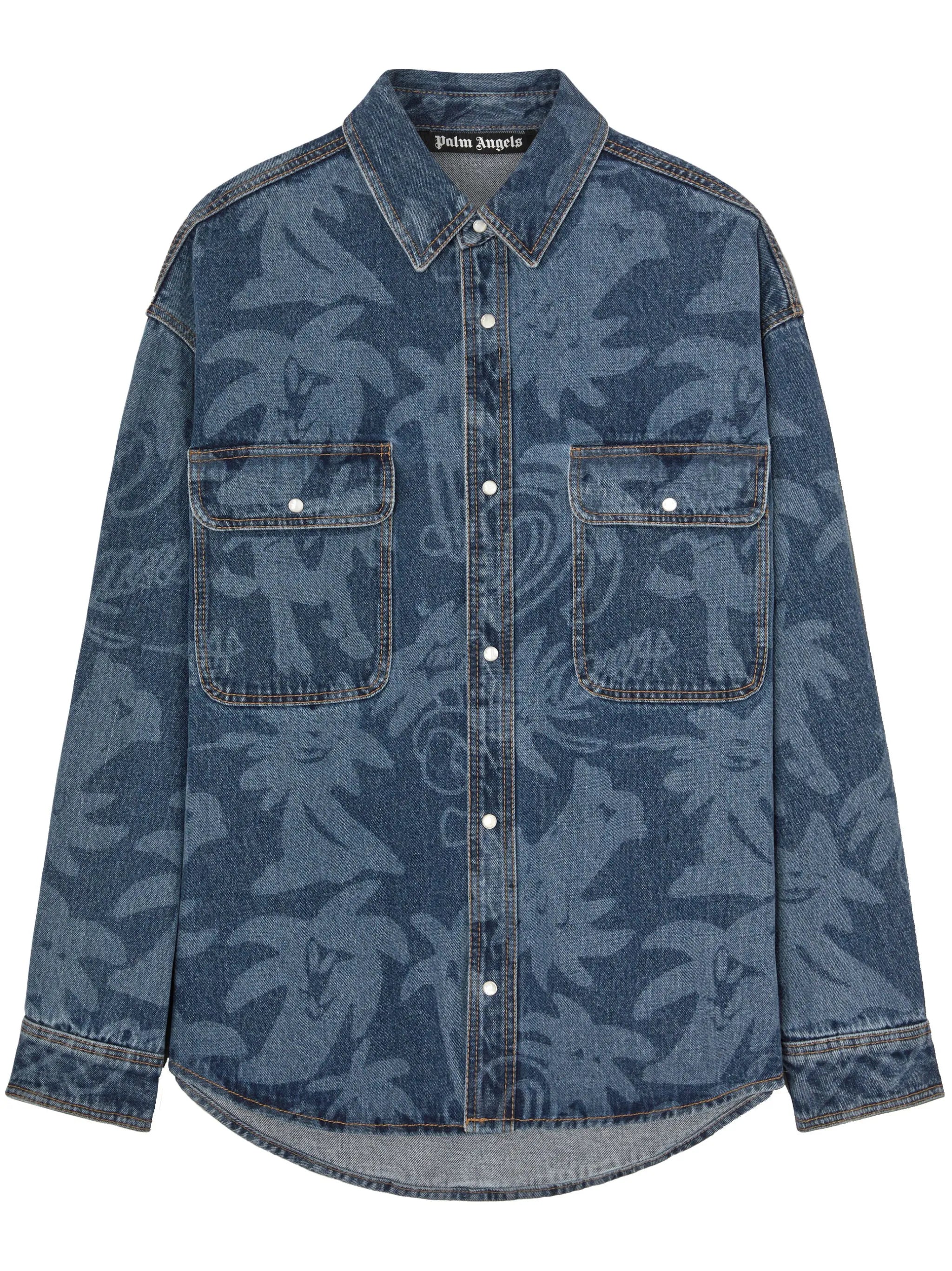 Palmity laser-print denim shirt