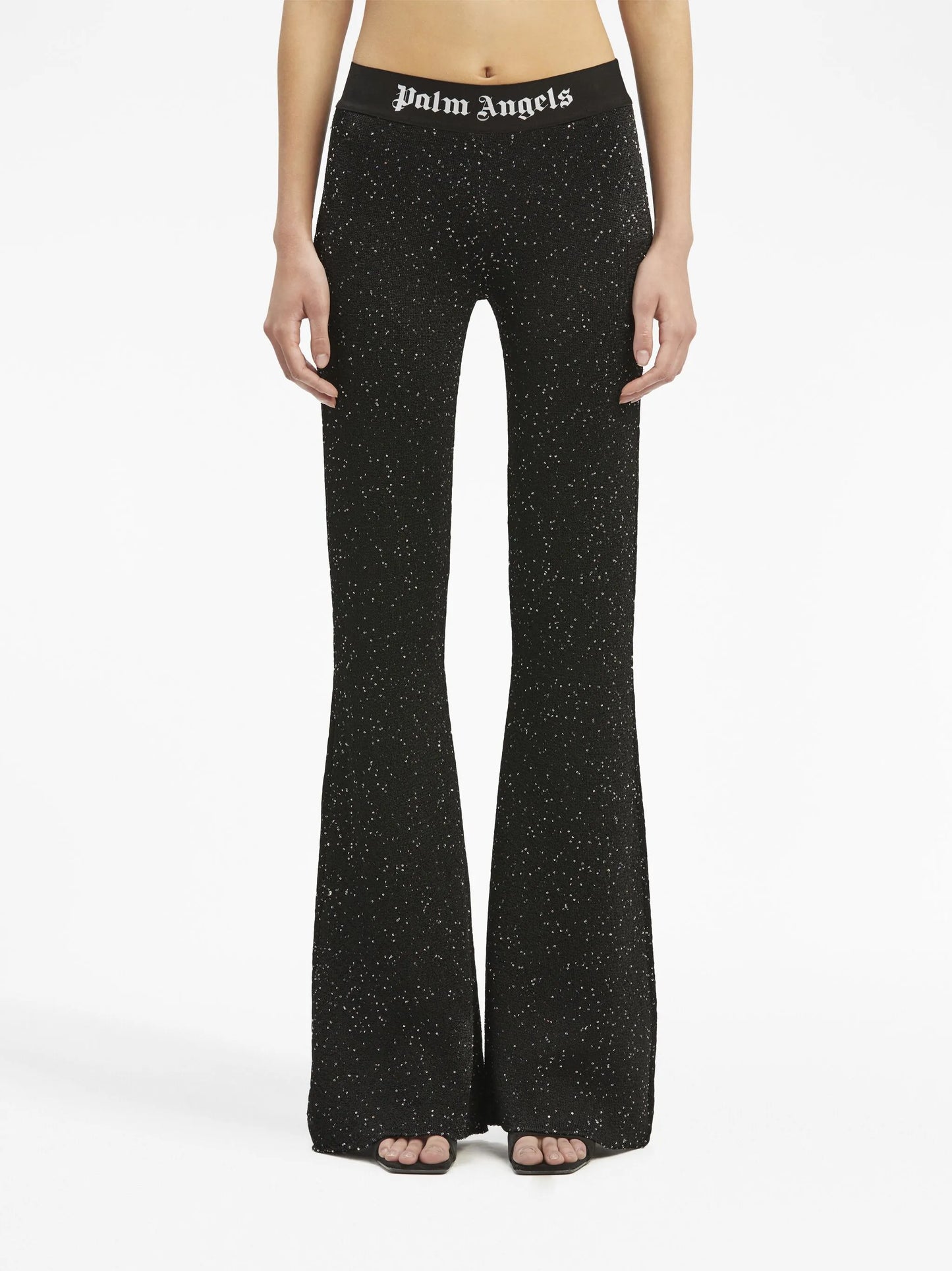 logo-print knitted flared trousers