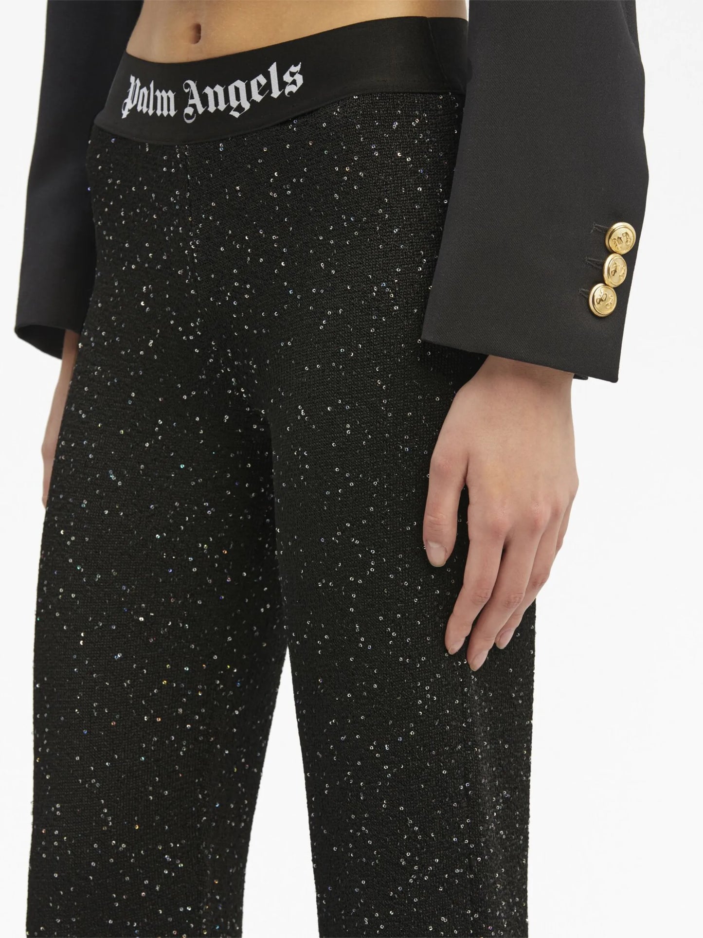 logo-print knitted flared trousers