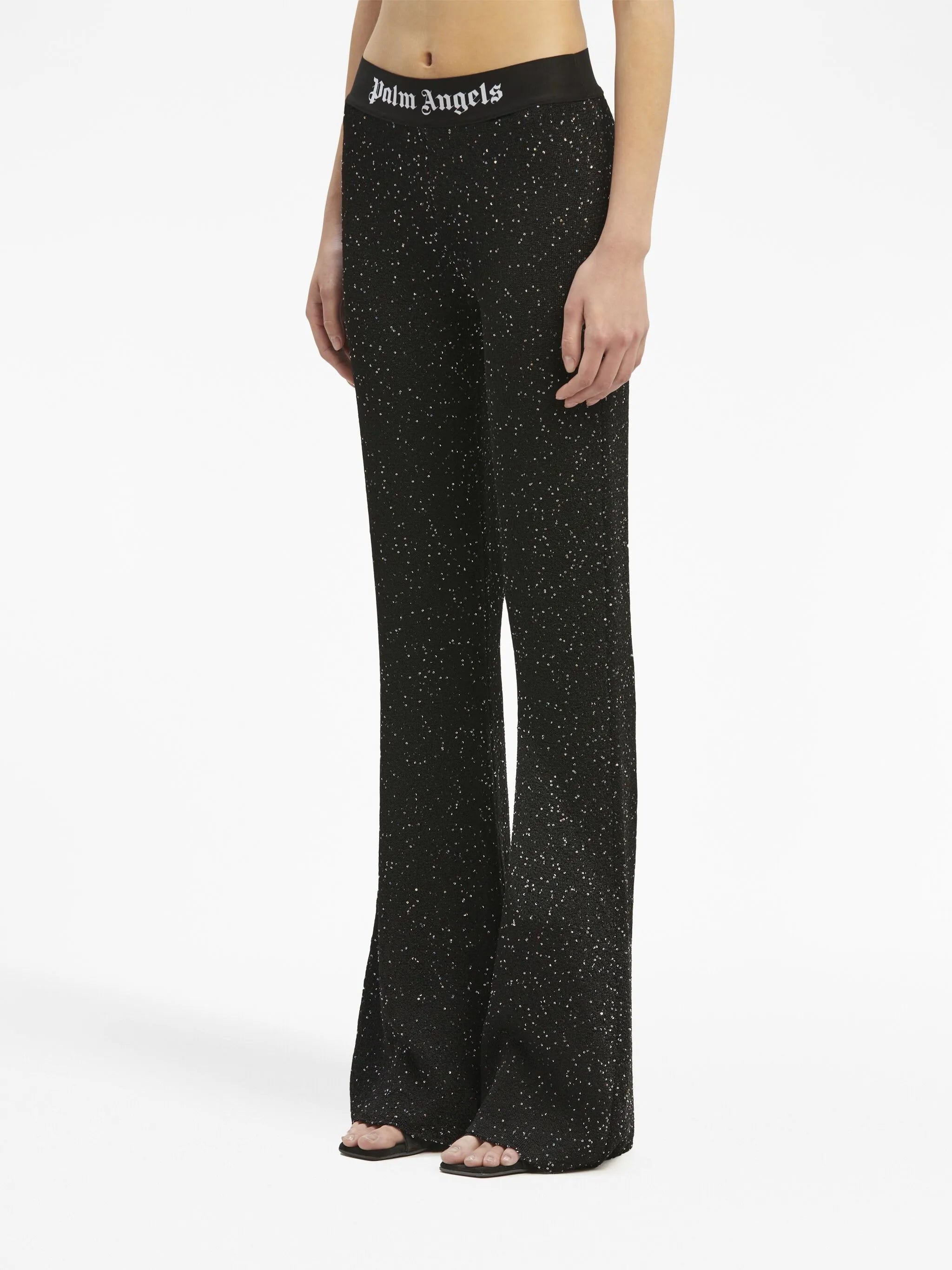 logo-print knitted flared trousers