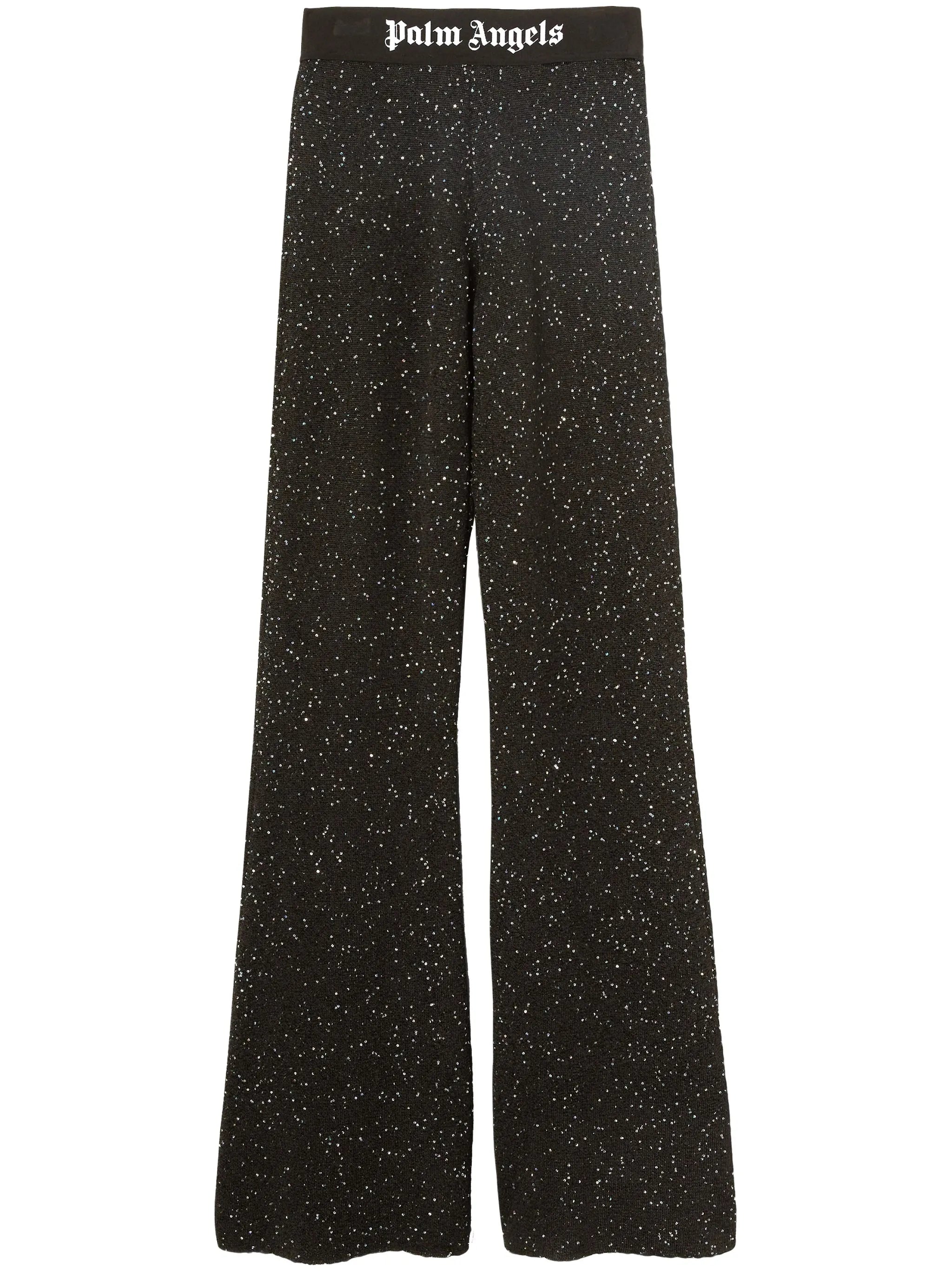 logo-print knitted flared trousers